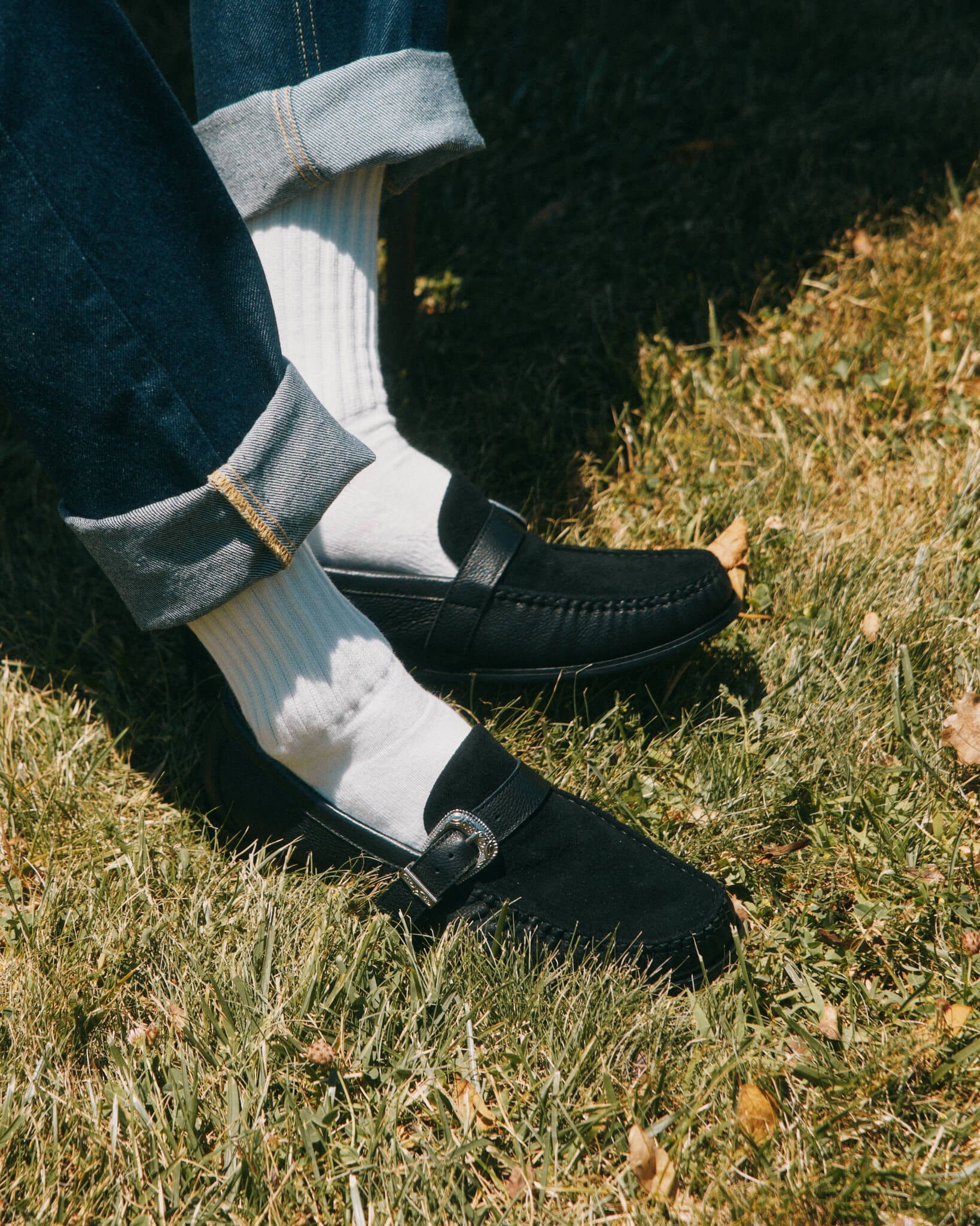 Cato Black Leather Buckle Loafers