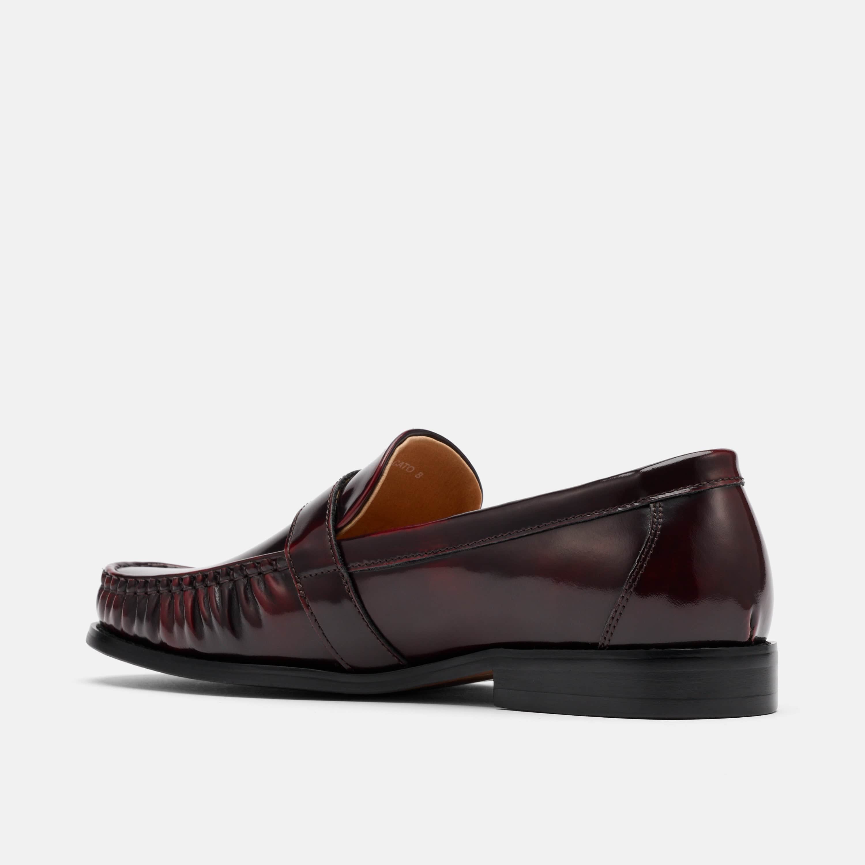 Cato Burgundy Patent Leather Buckle Loafers