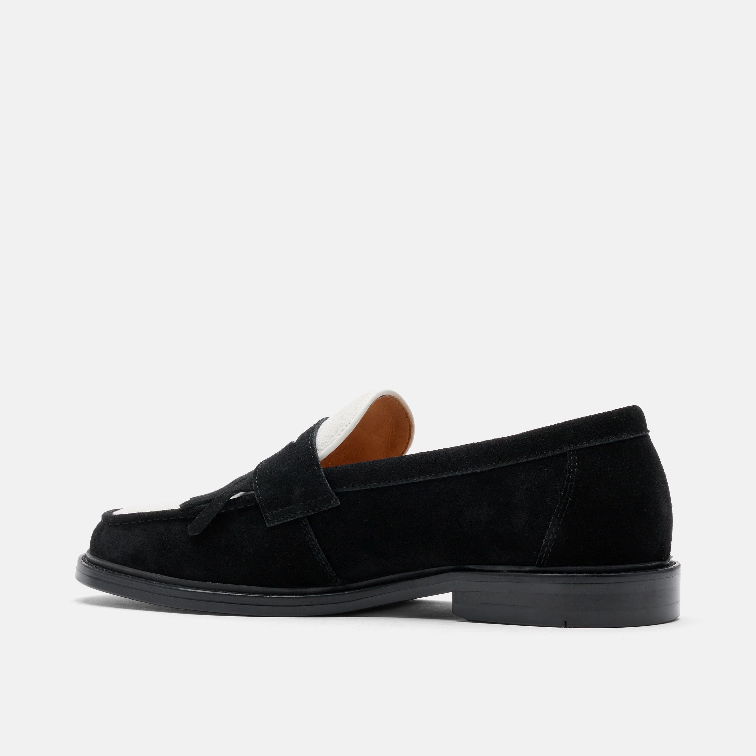 Clint Black/White Suede Kiltie Loafers