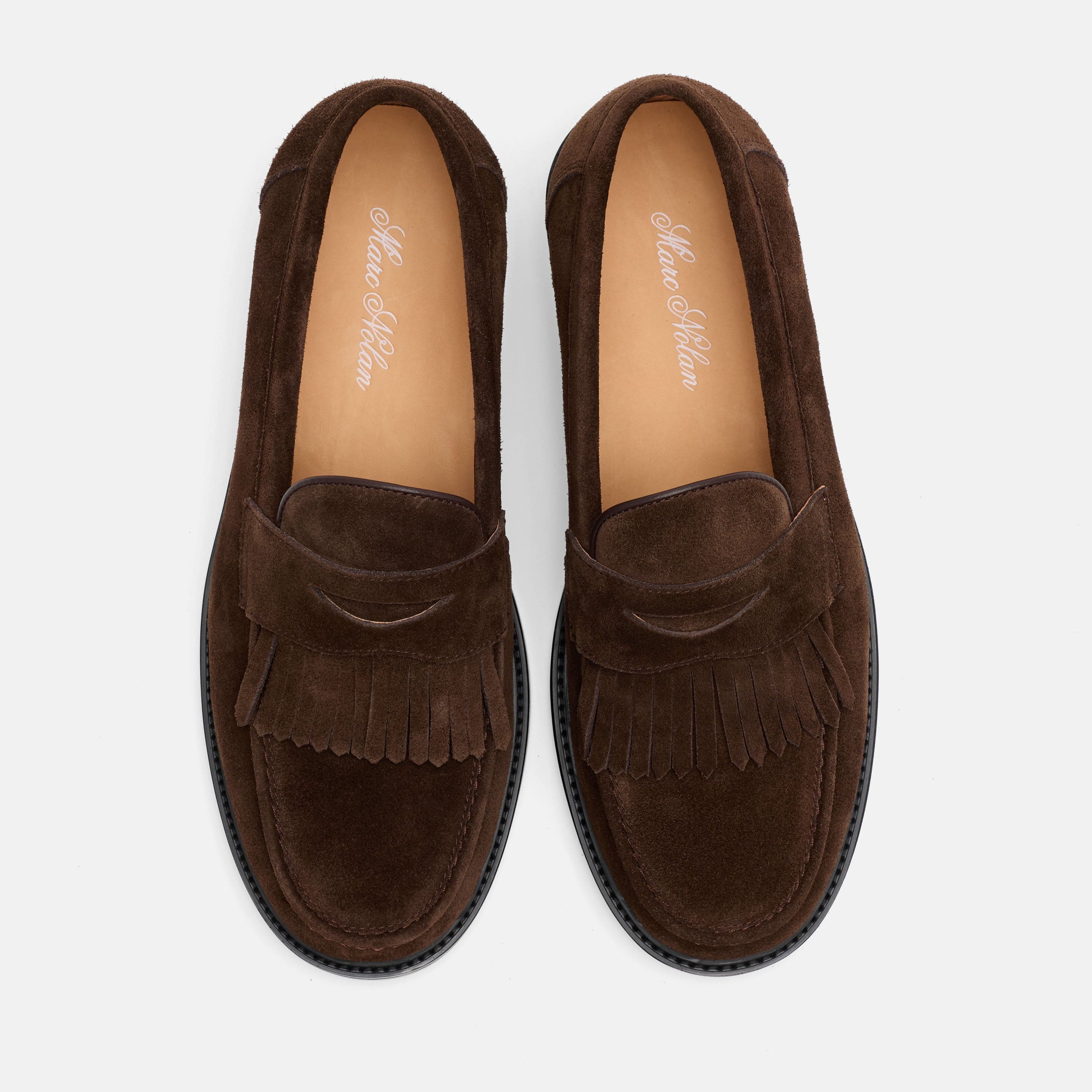 Clint Chocolate Suede Kiltie Loafers