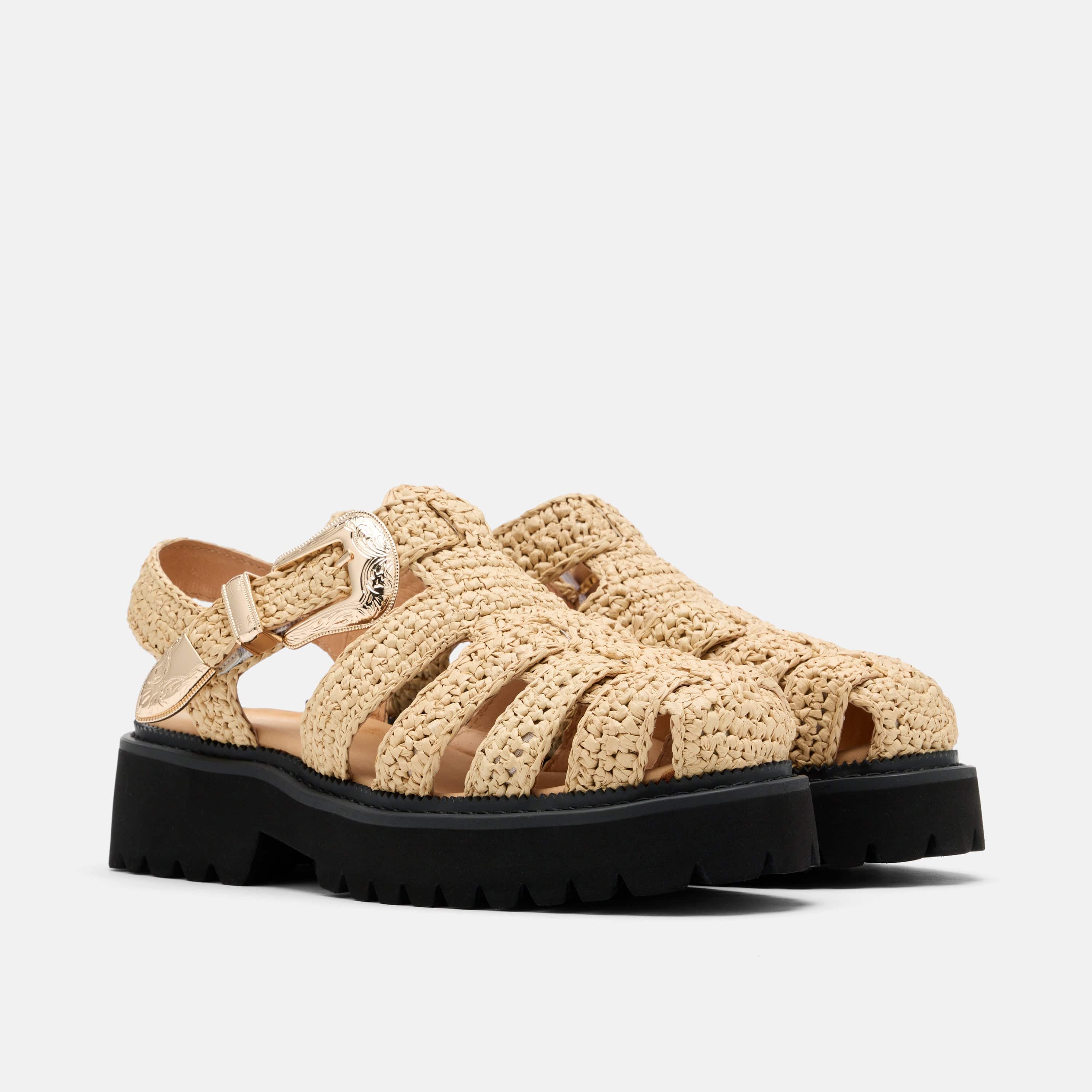 Maya Cream Crochet Lug Fisherman Sandals