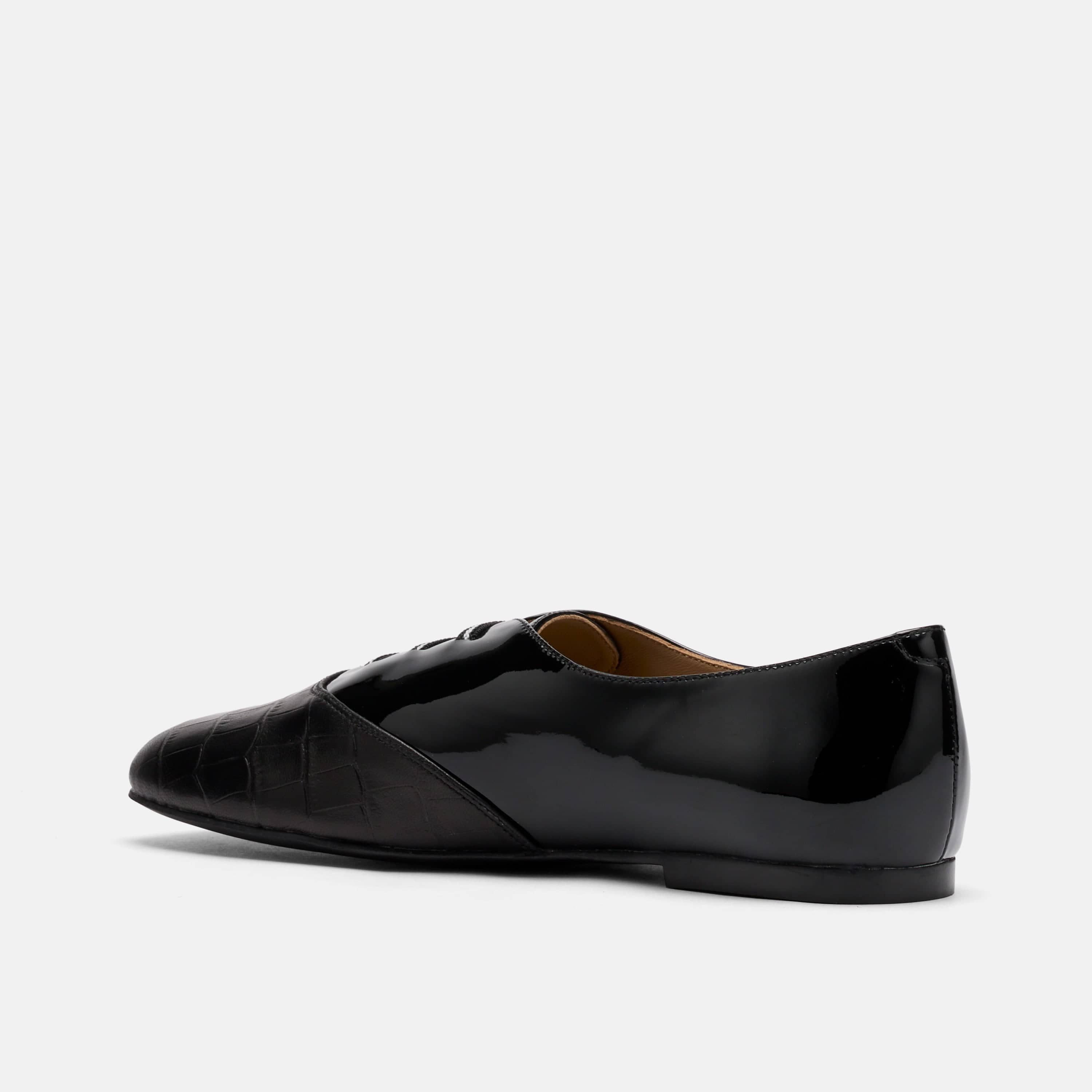 Crosstown Black Leather Ballet Sneakers