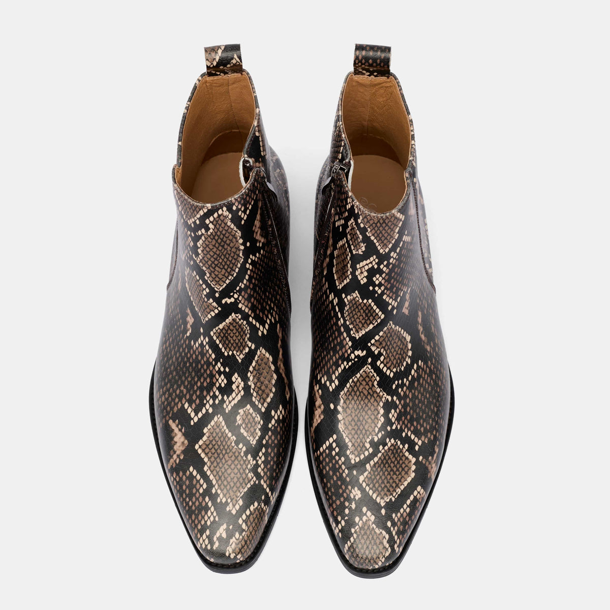 Dante Brown Snake Leather Chelsea Boots