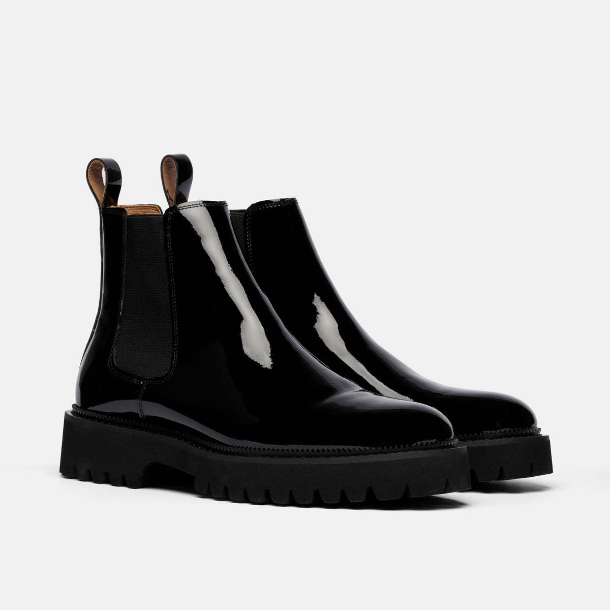 Dax Black Patent Leather Chelsea Boots