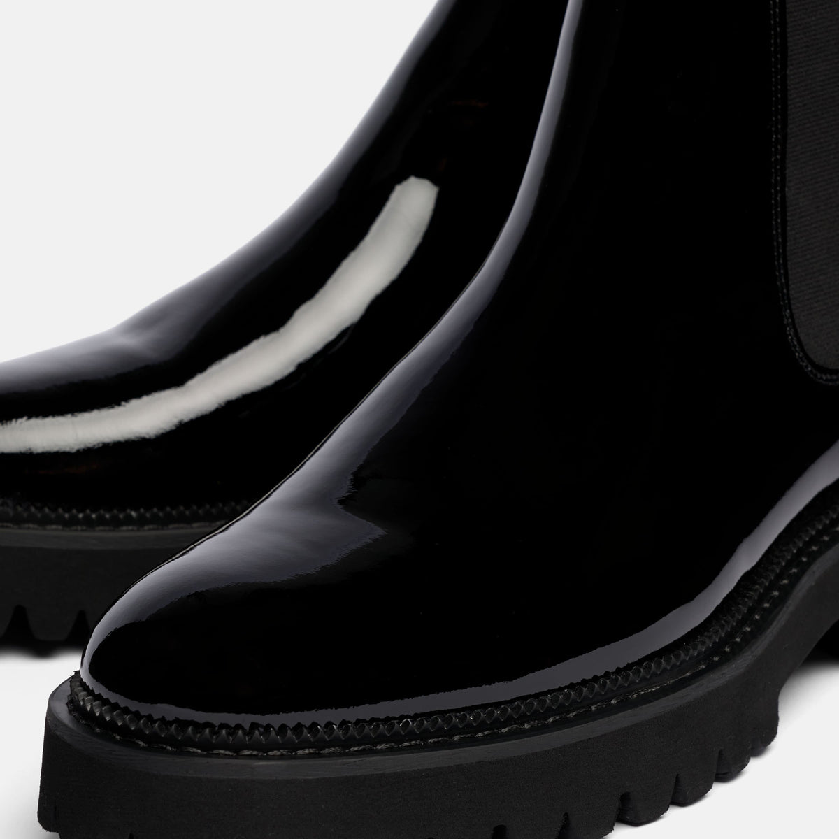 Dax Black Patent Leather Chelsea Boots