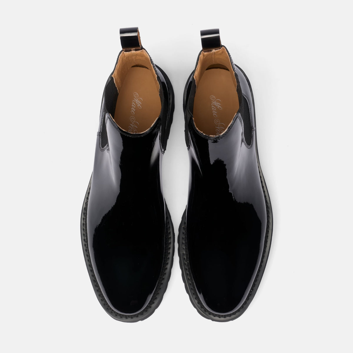 Dax Black Patent Leather Chelsea Boots