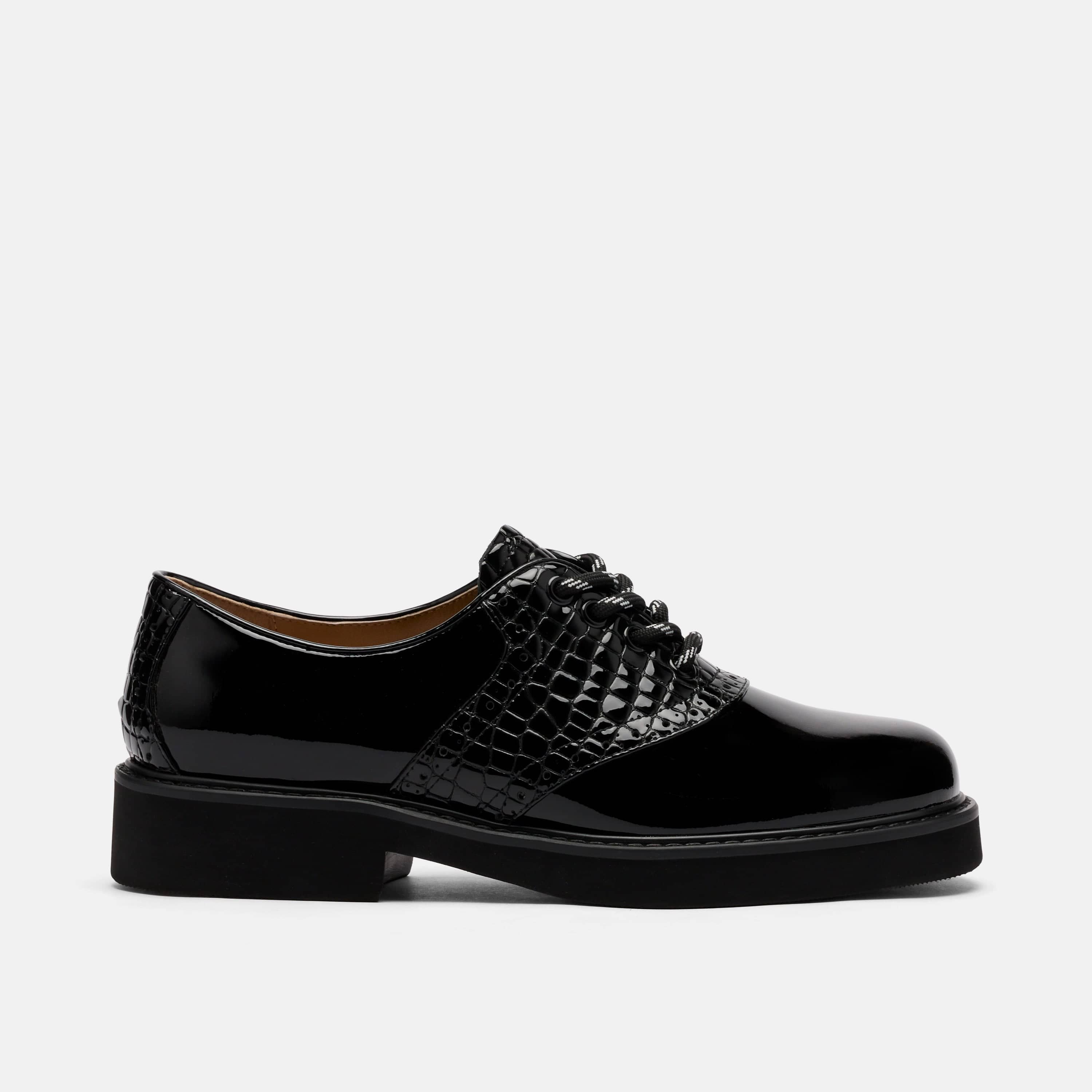 Demi Black Leather Lug Oxfords