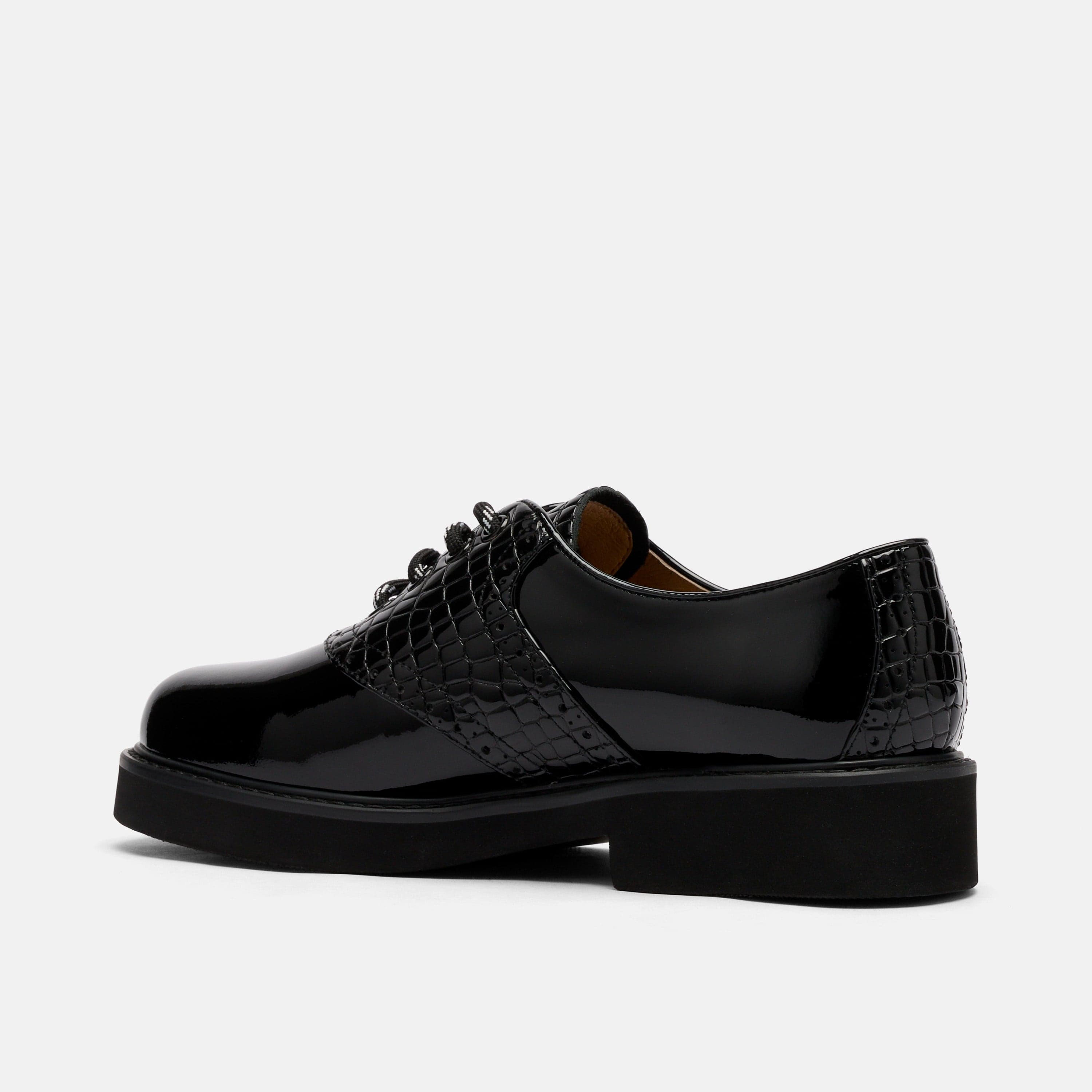 Demi Black Leather Lug Oxfords