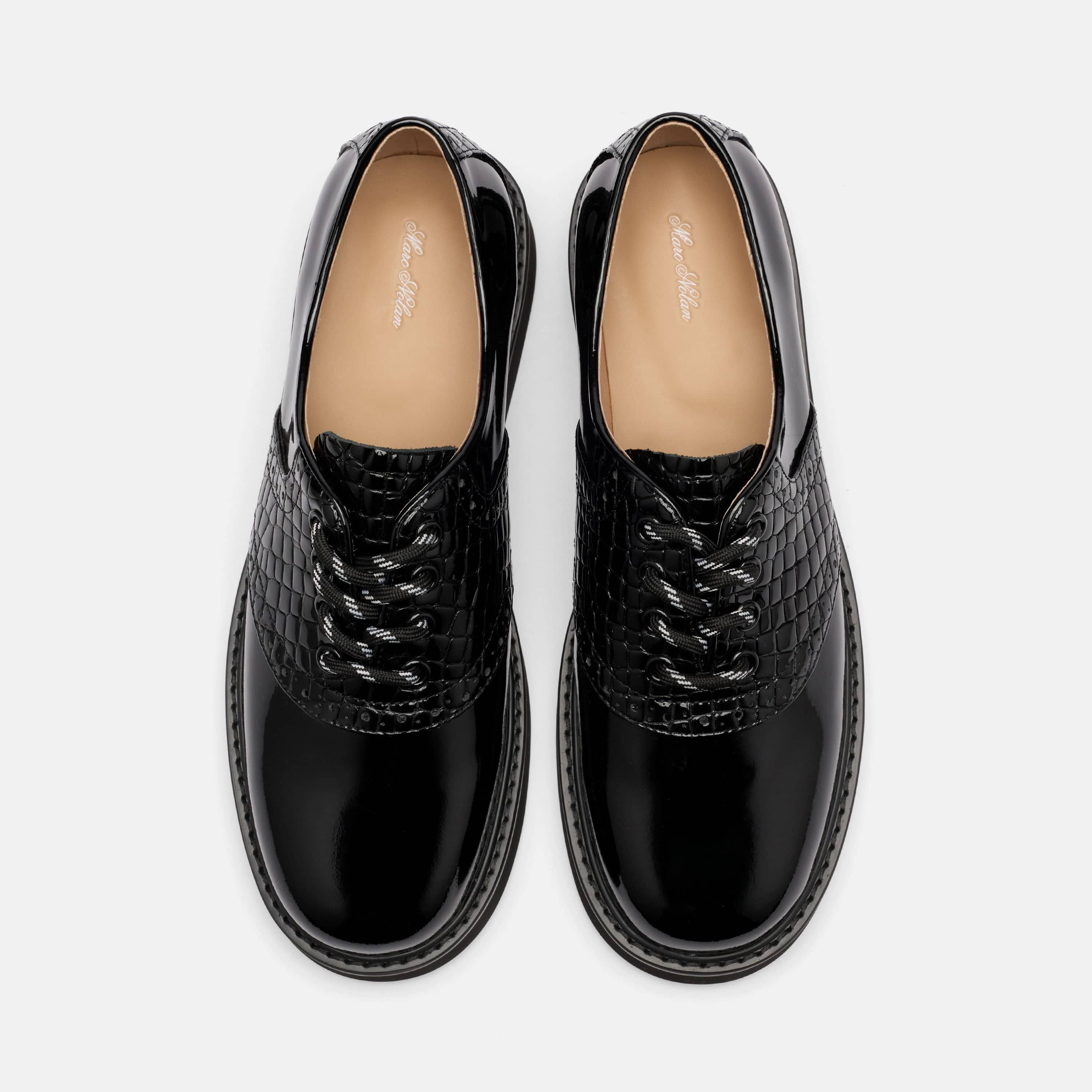 Demi Black Leather Lug Oxfords
