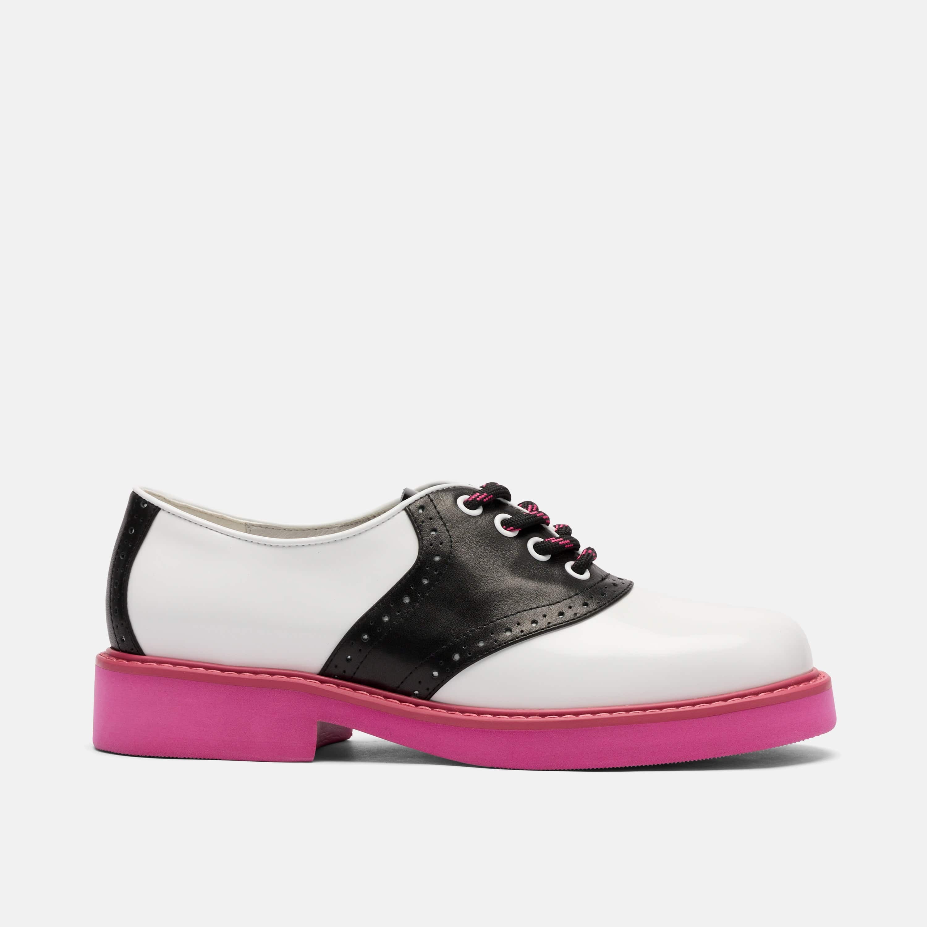 Demi White/Black Leather Lug Oxfords