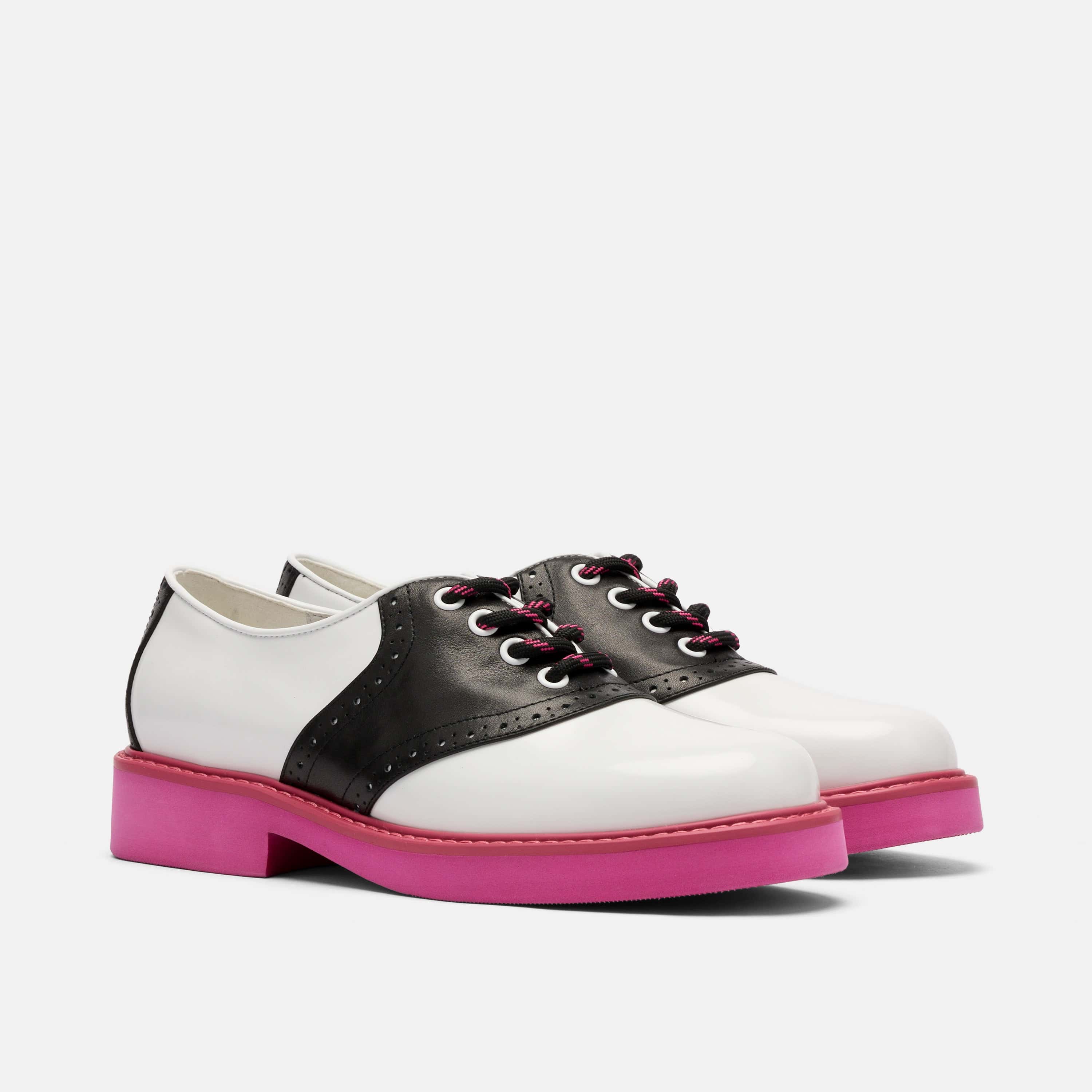 Demi White/Black Leather Lug Oxfords
