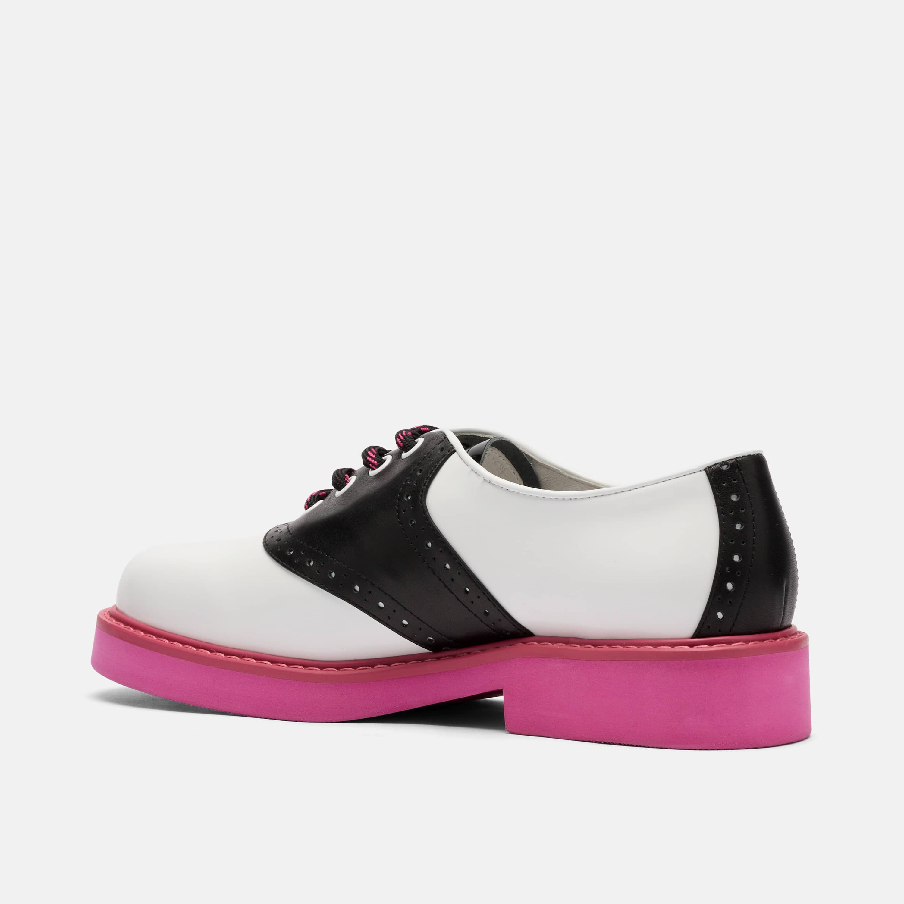Demi White/Black Leather Lug Oxfords