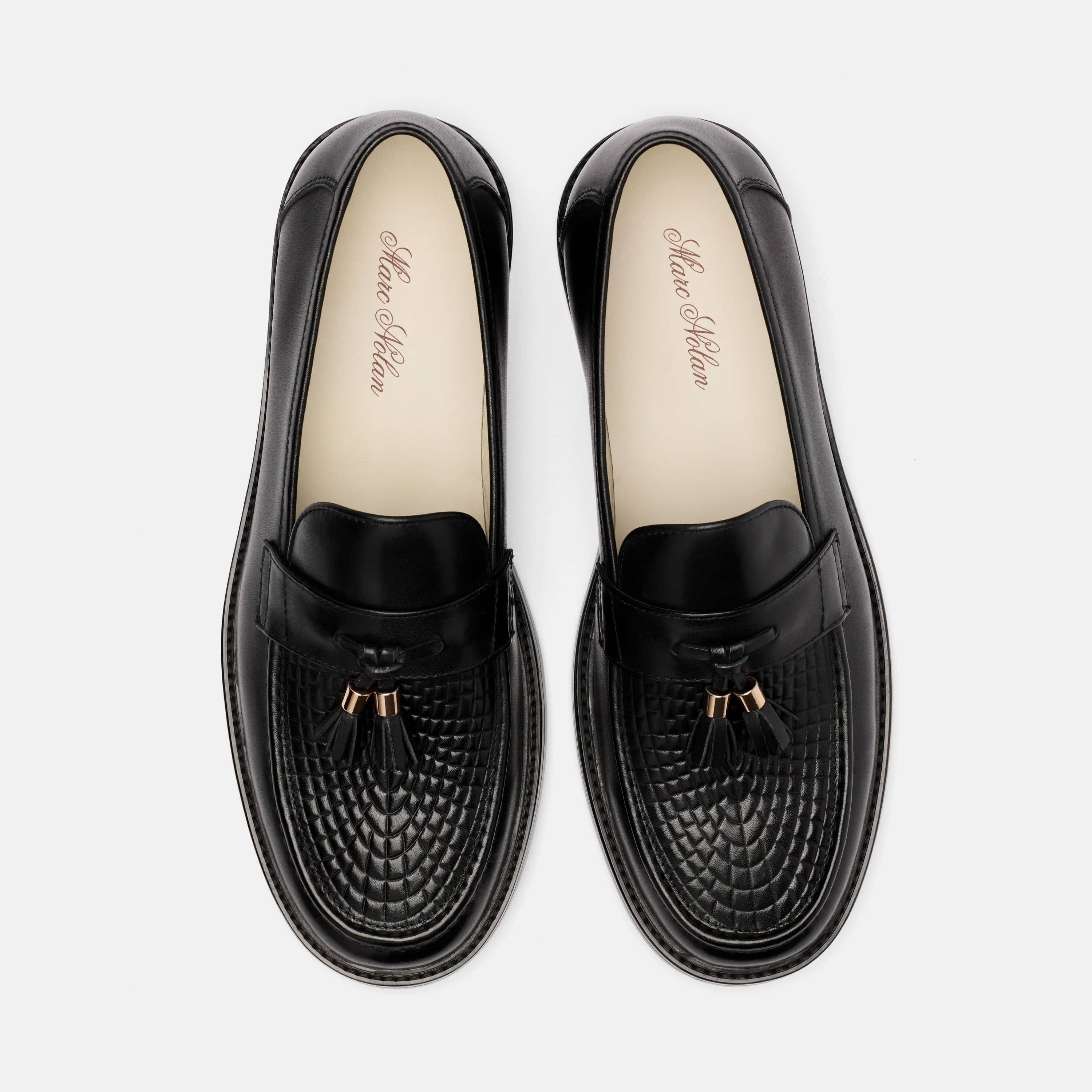 Denzel Black Calf Leather Tassel Loafers