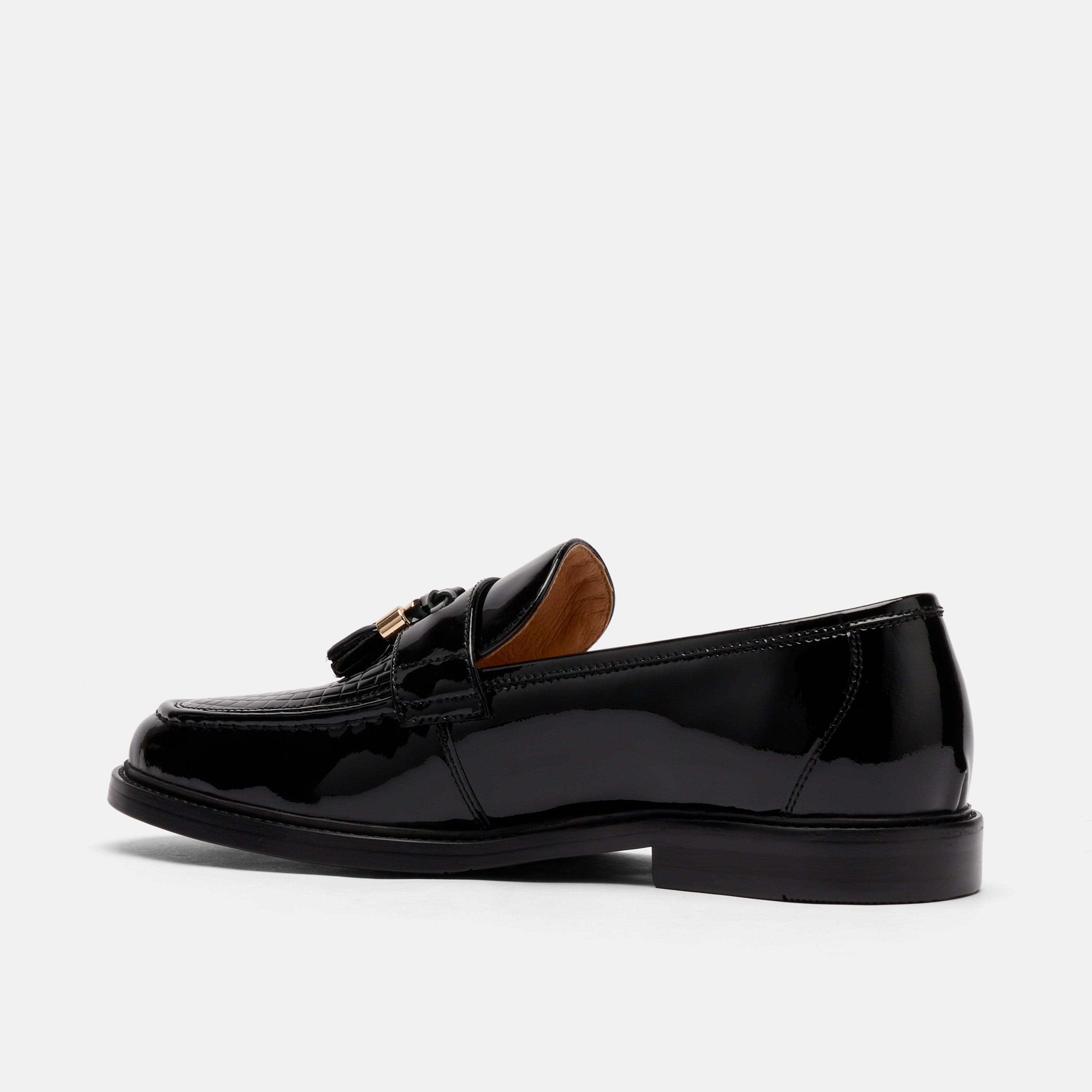 Denzel Black Patent Leather Tassel Loafers
