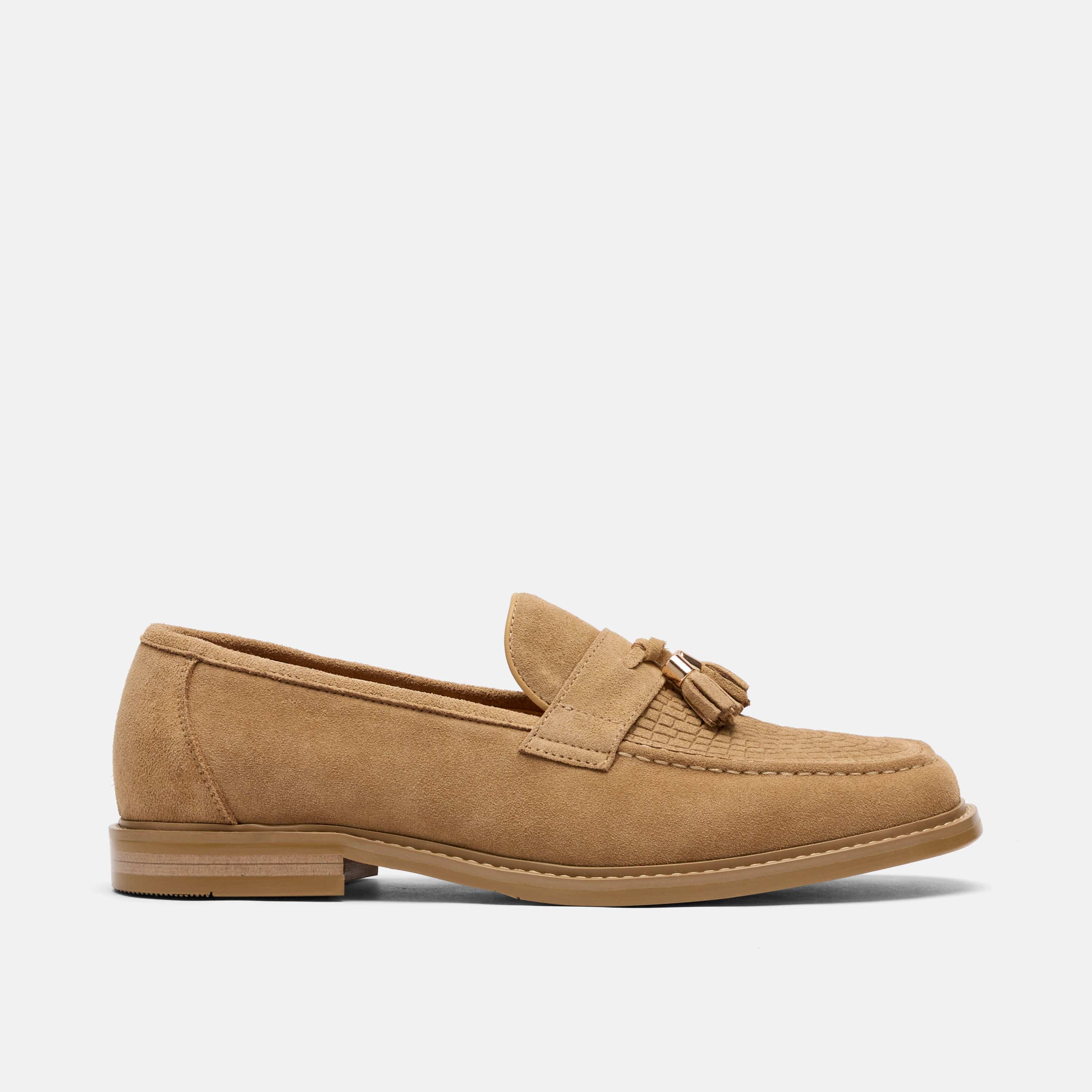 Denzel Light Caramel Suede Tassel Loafers
