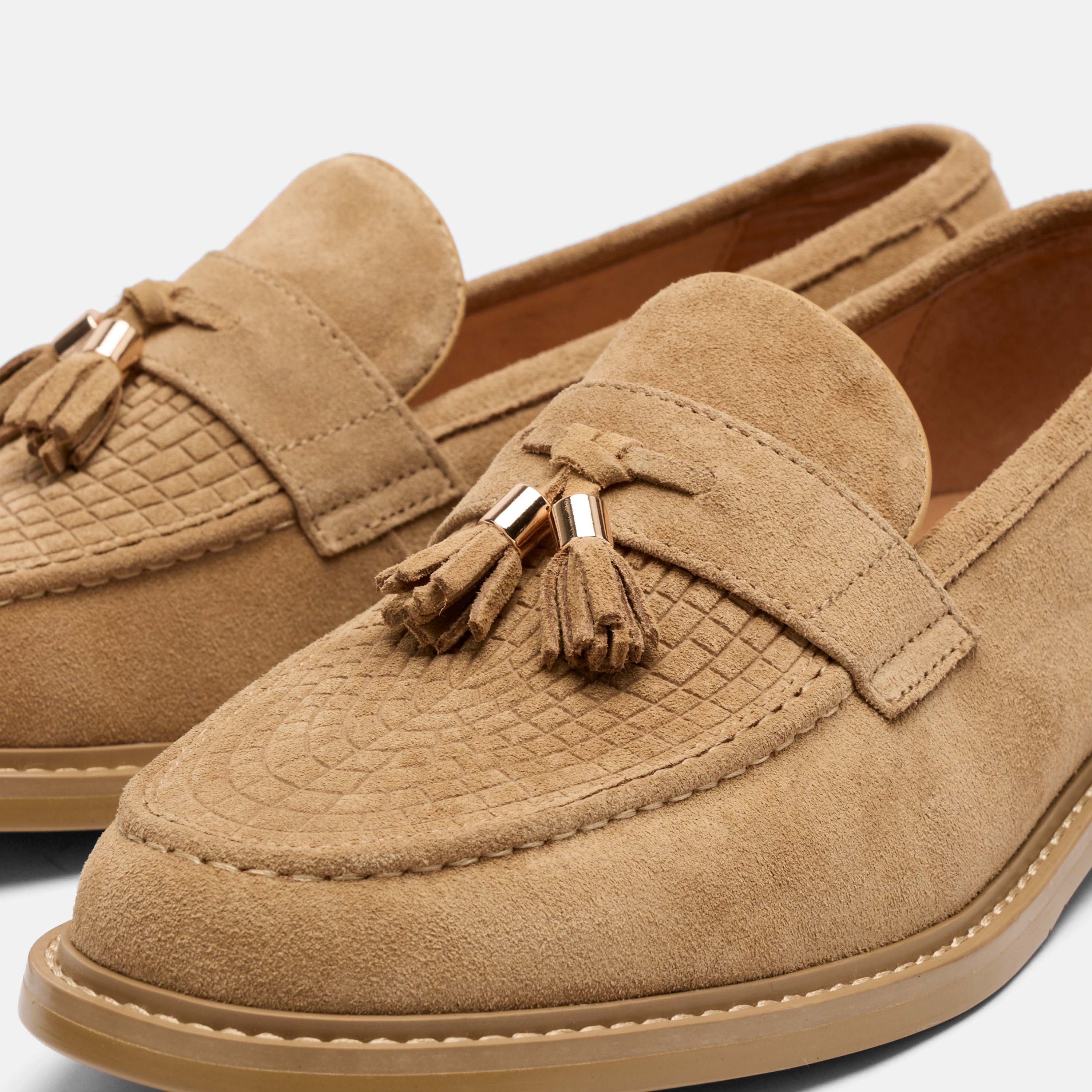 Denzel Light Caramel Suede Tassel Loafers