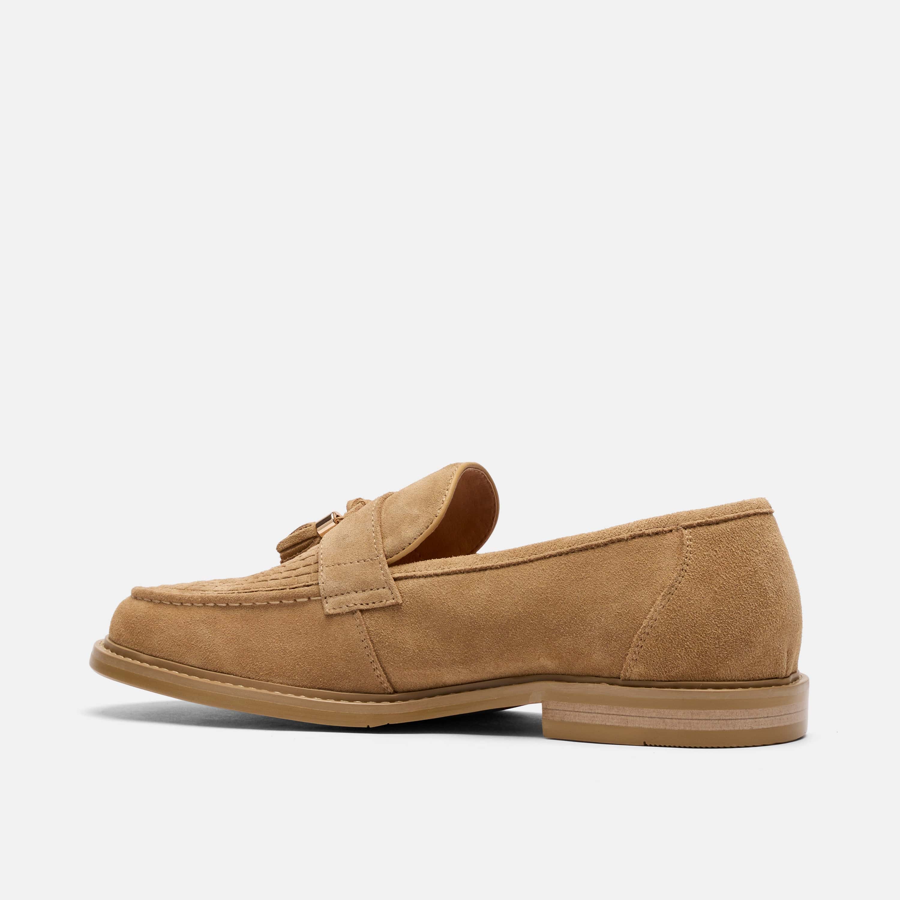 Denzel Light Caramel Suede Tassel Loafers