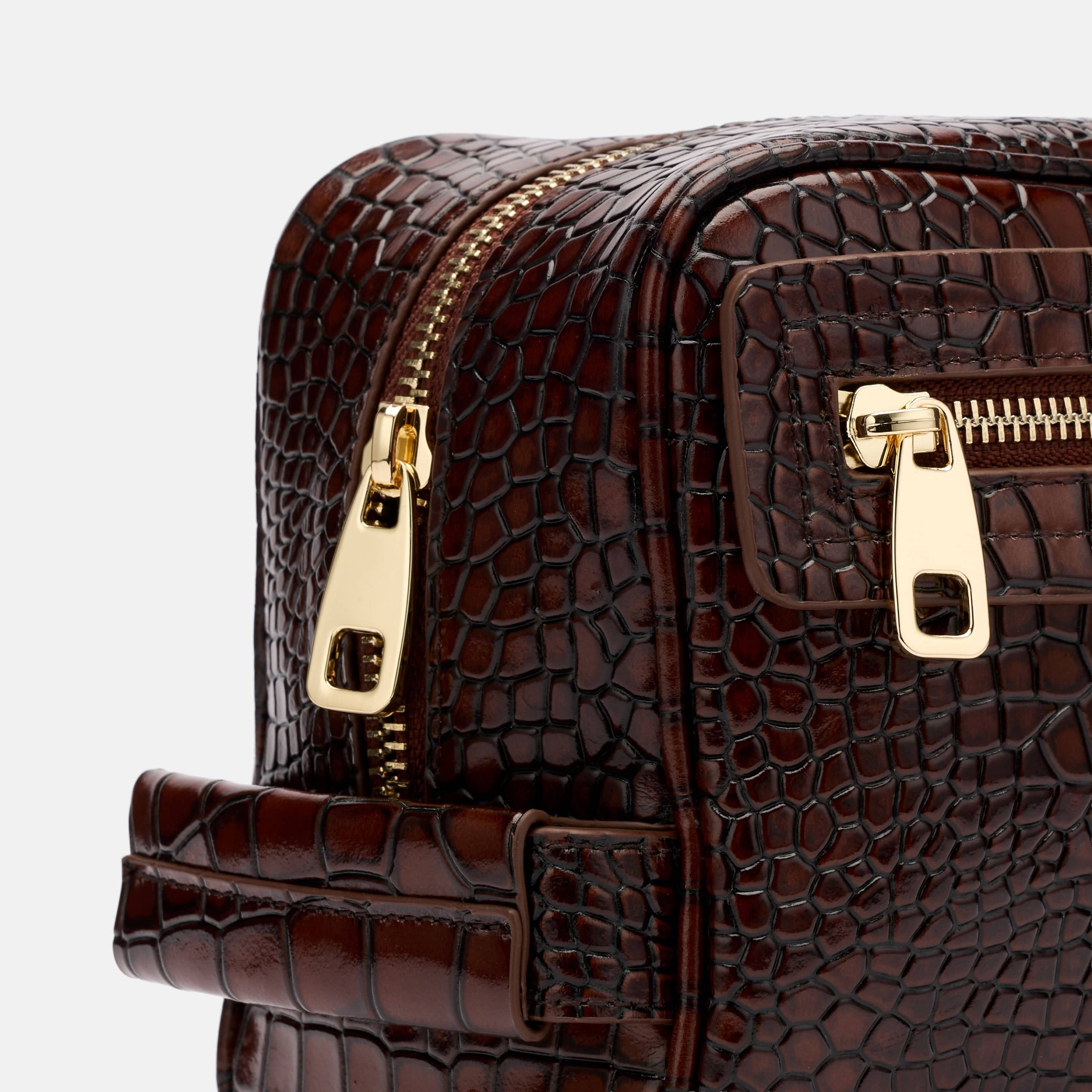 Marc Nolan Dopp Kit - Brown Crocskin