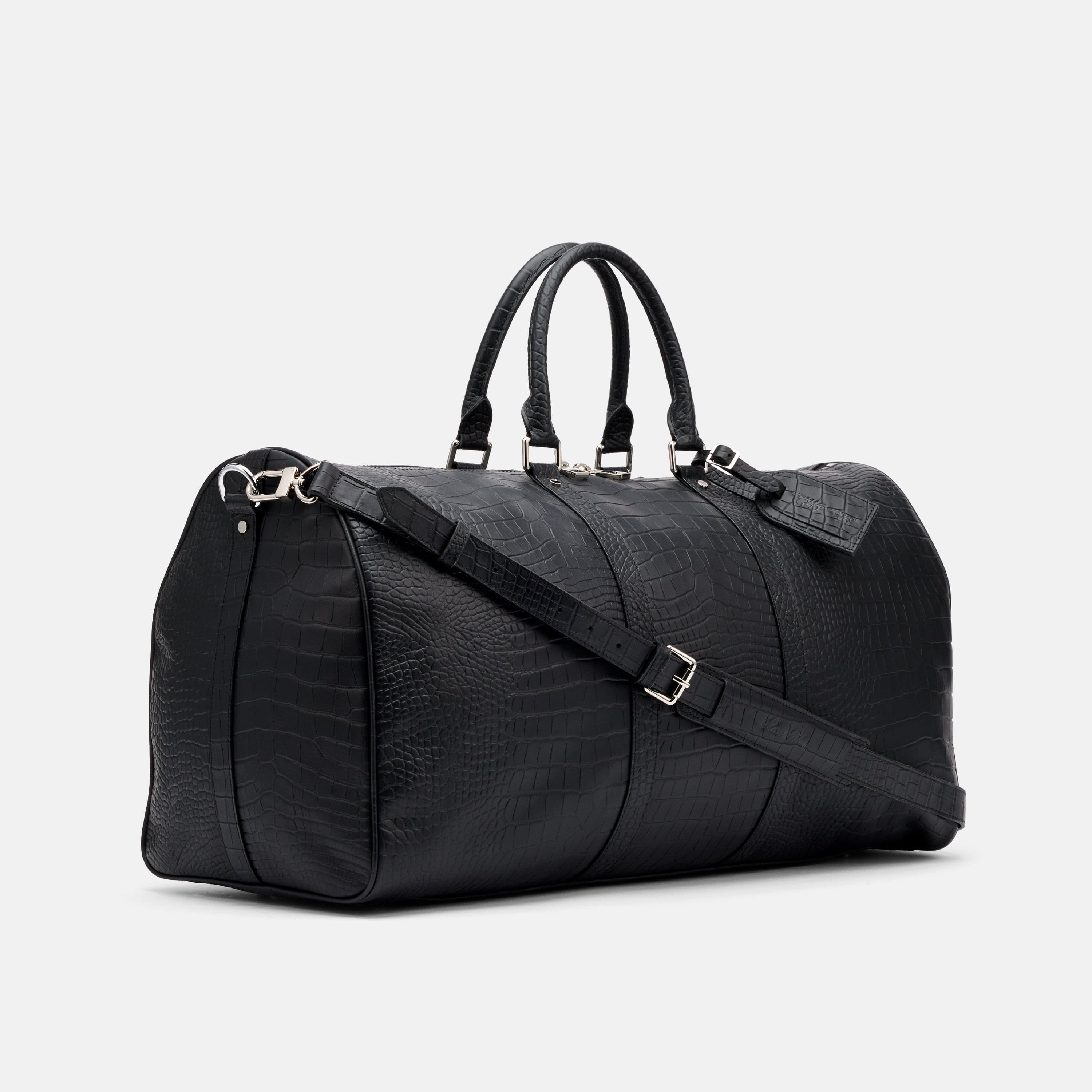 Marc Nolan Large Weekender Duffle Bag - Black Crocskin