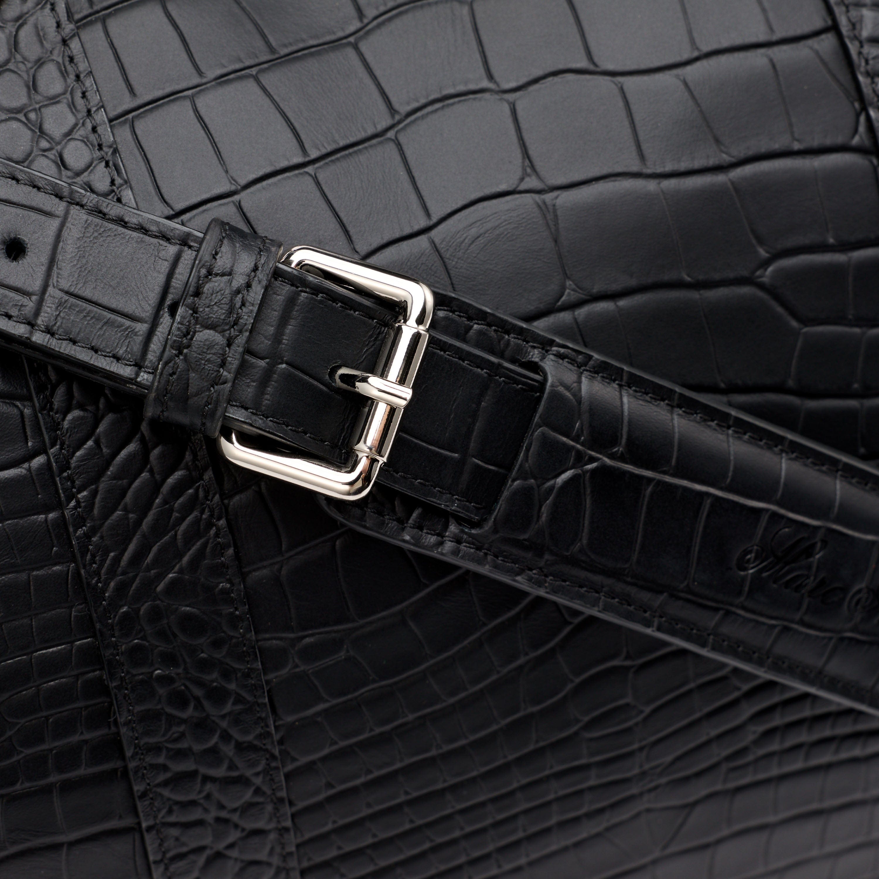 Marc Nolan Large Weekender Duffle Bag - Black Crocskin