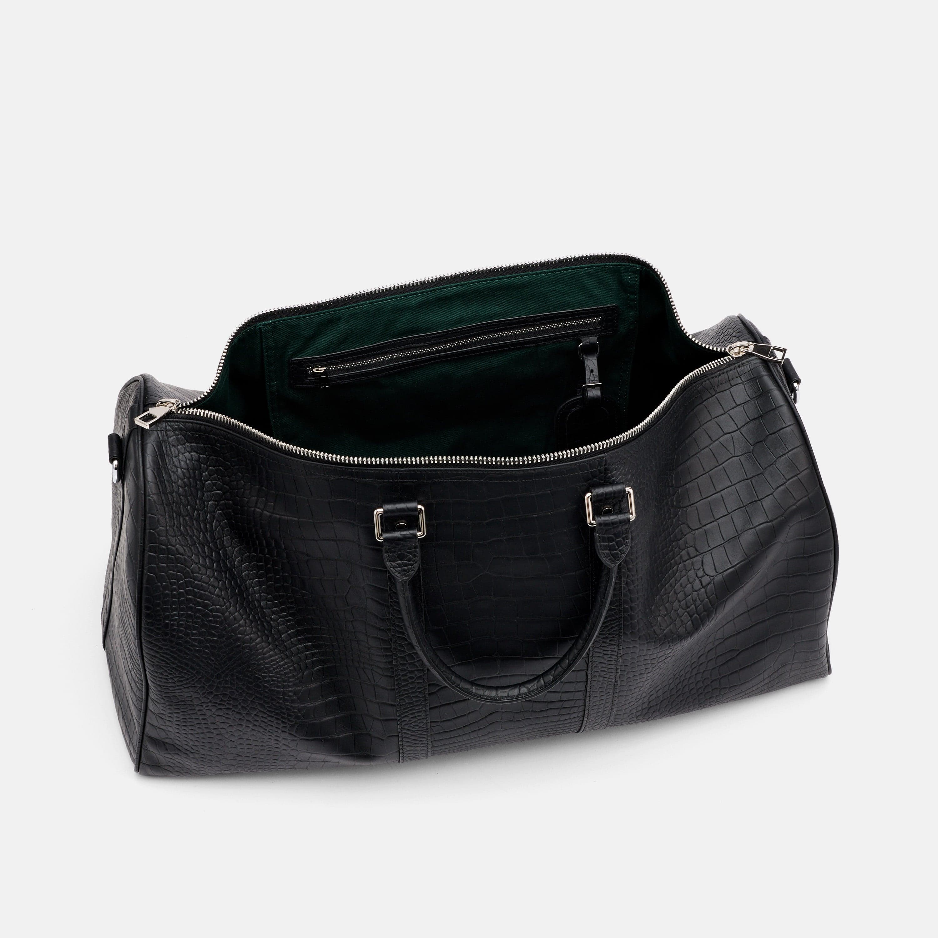 Marc Nolan Large Weekender Duffle Bag - Black Crocskin