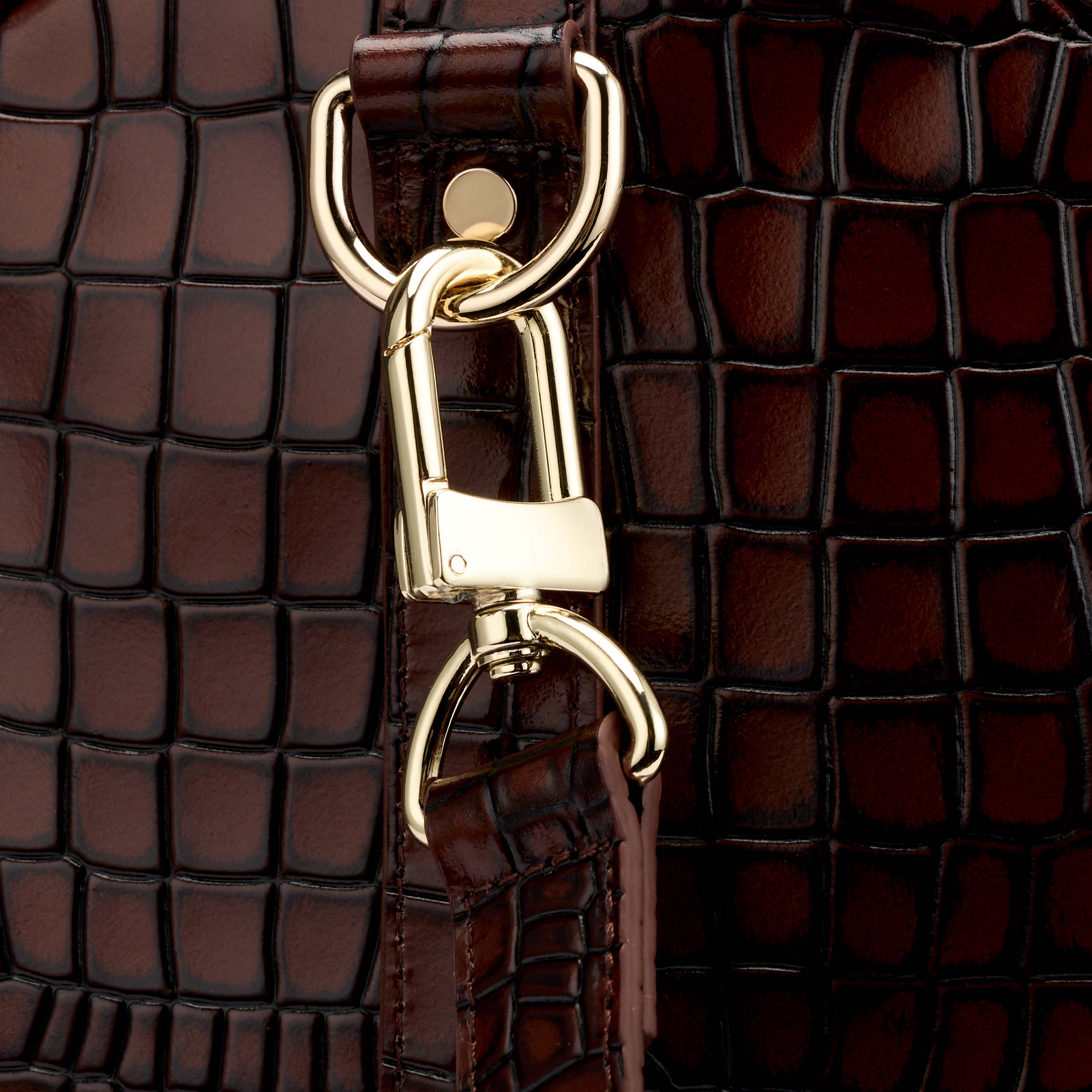 Marc Nolan Large Weekender Duffle Bag - Brown Crocskin