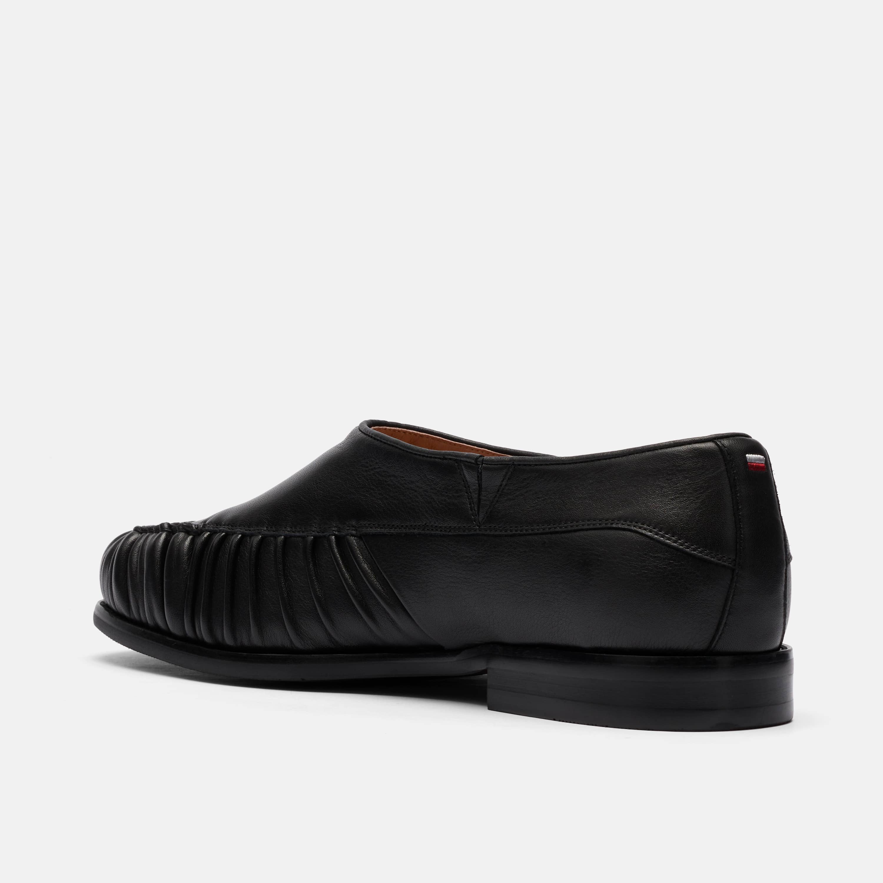 Forde Black Pleated Leather Slip On