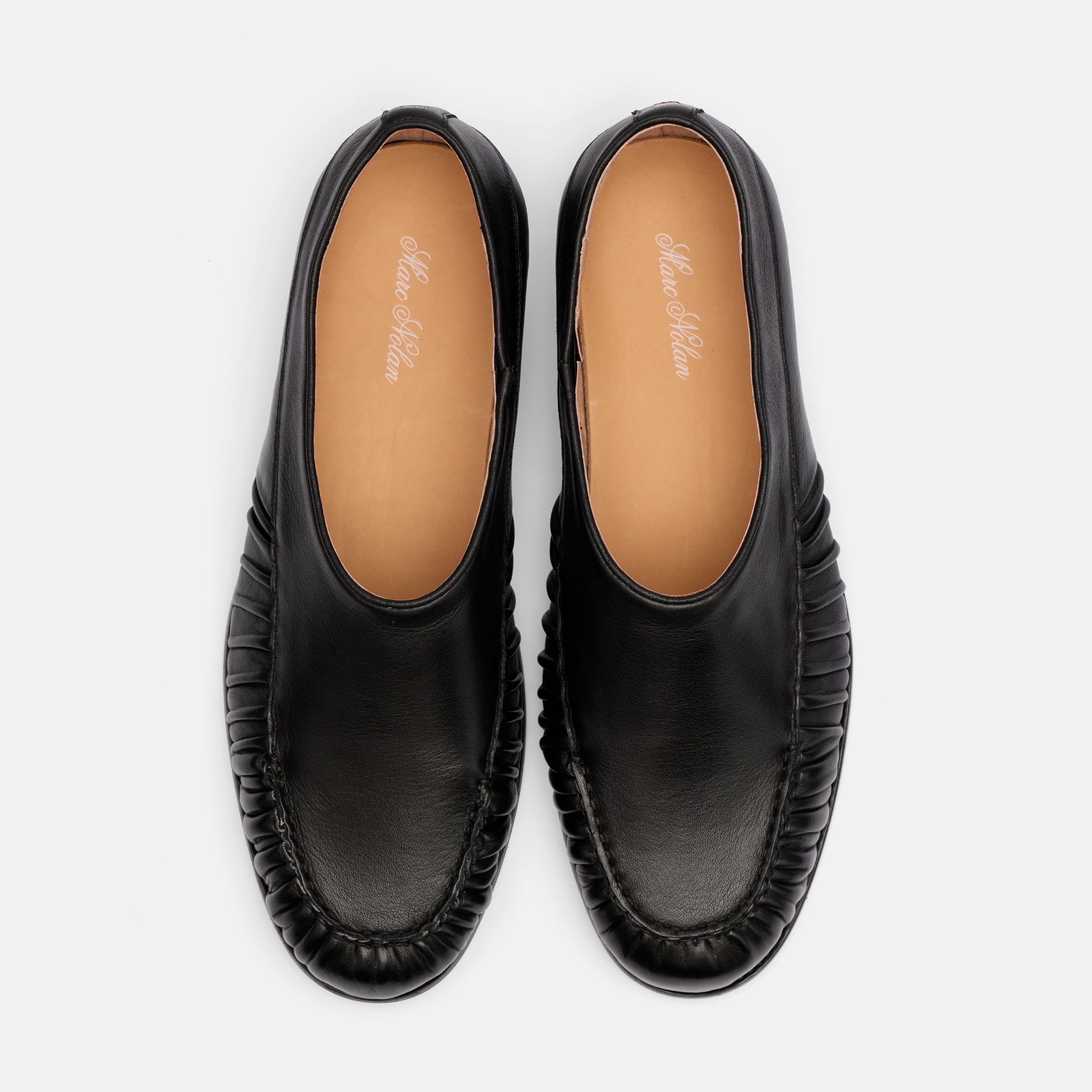 Forde Black Pleated Leather Slip On