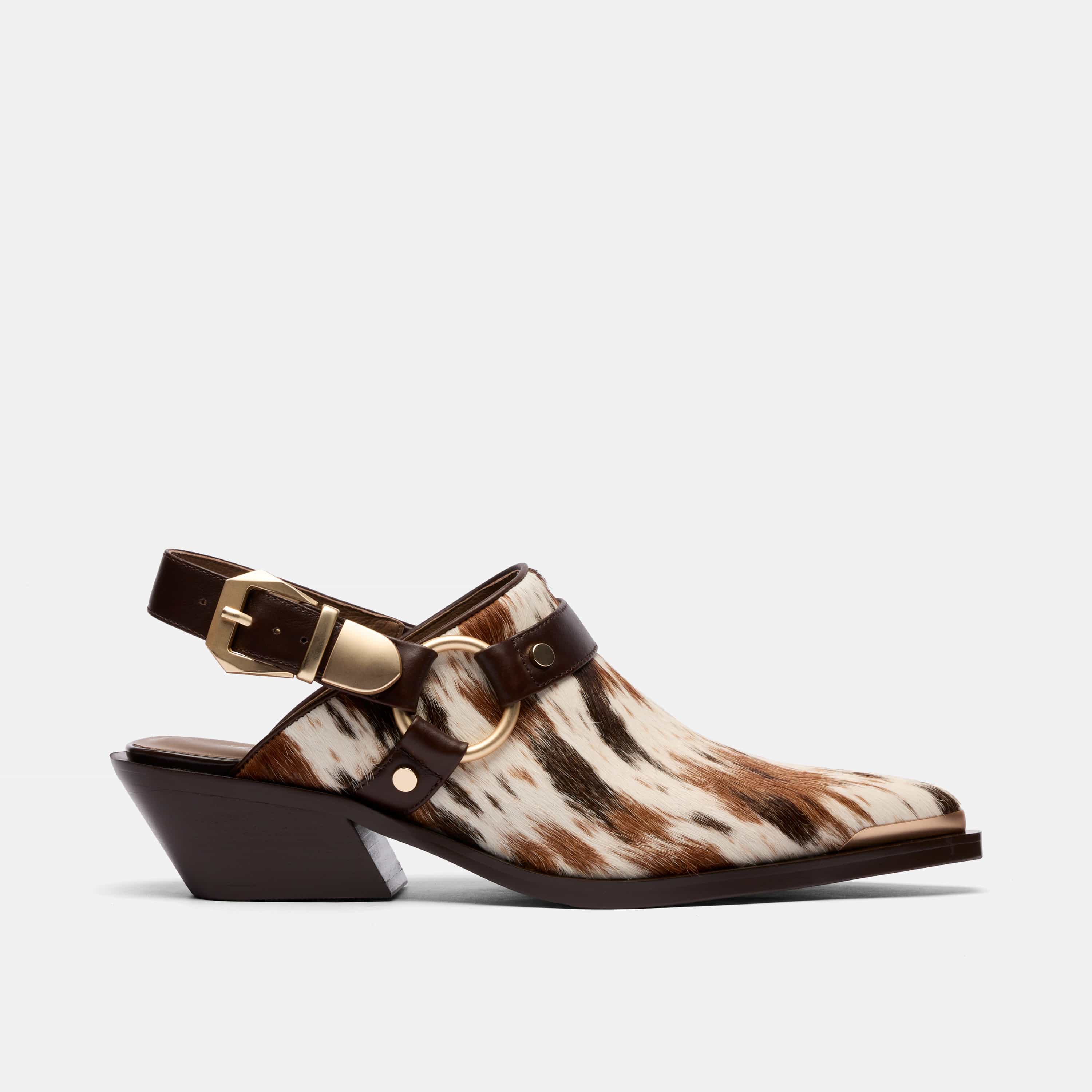 Frontier Dark Horse Pony Hair Western Slingbacks