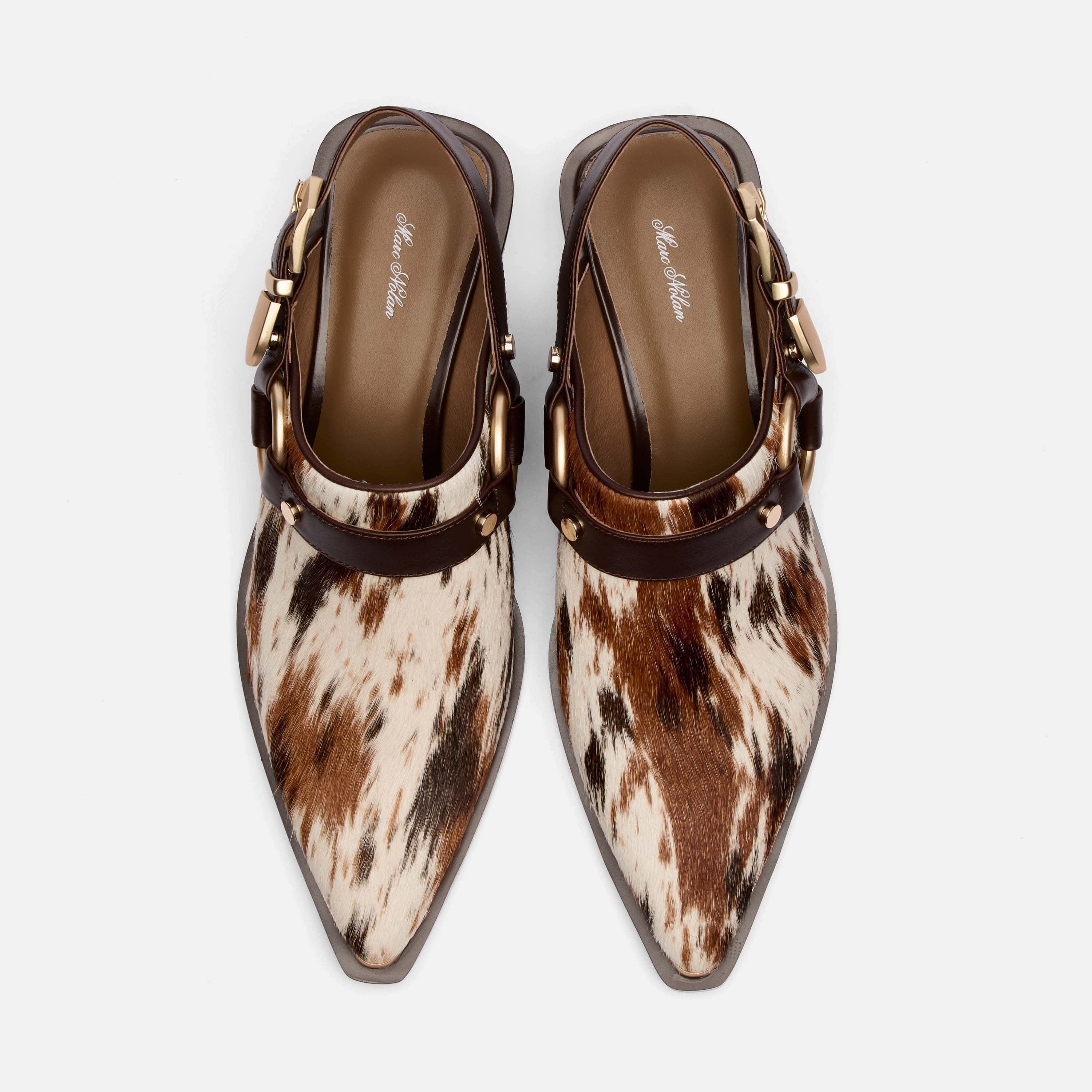 Frontier Dark Horse Pony Hair Western Slingbacks