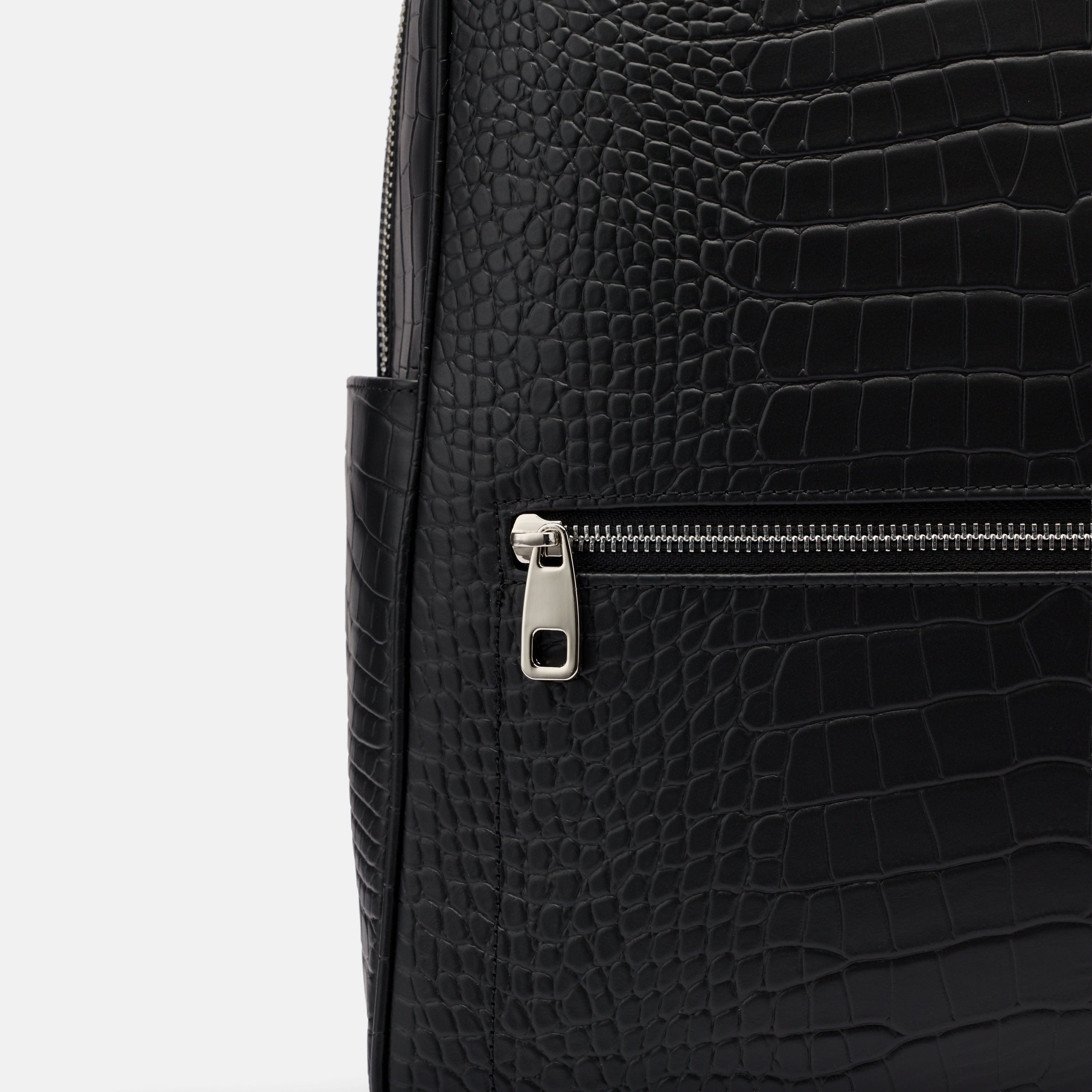 Fulton Black Crocskin Leather Backpack