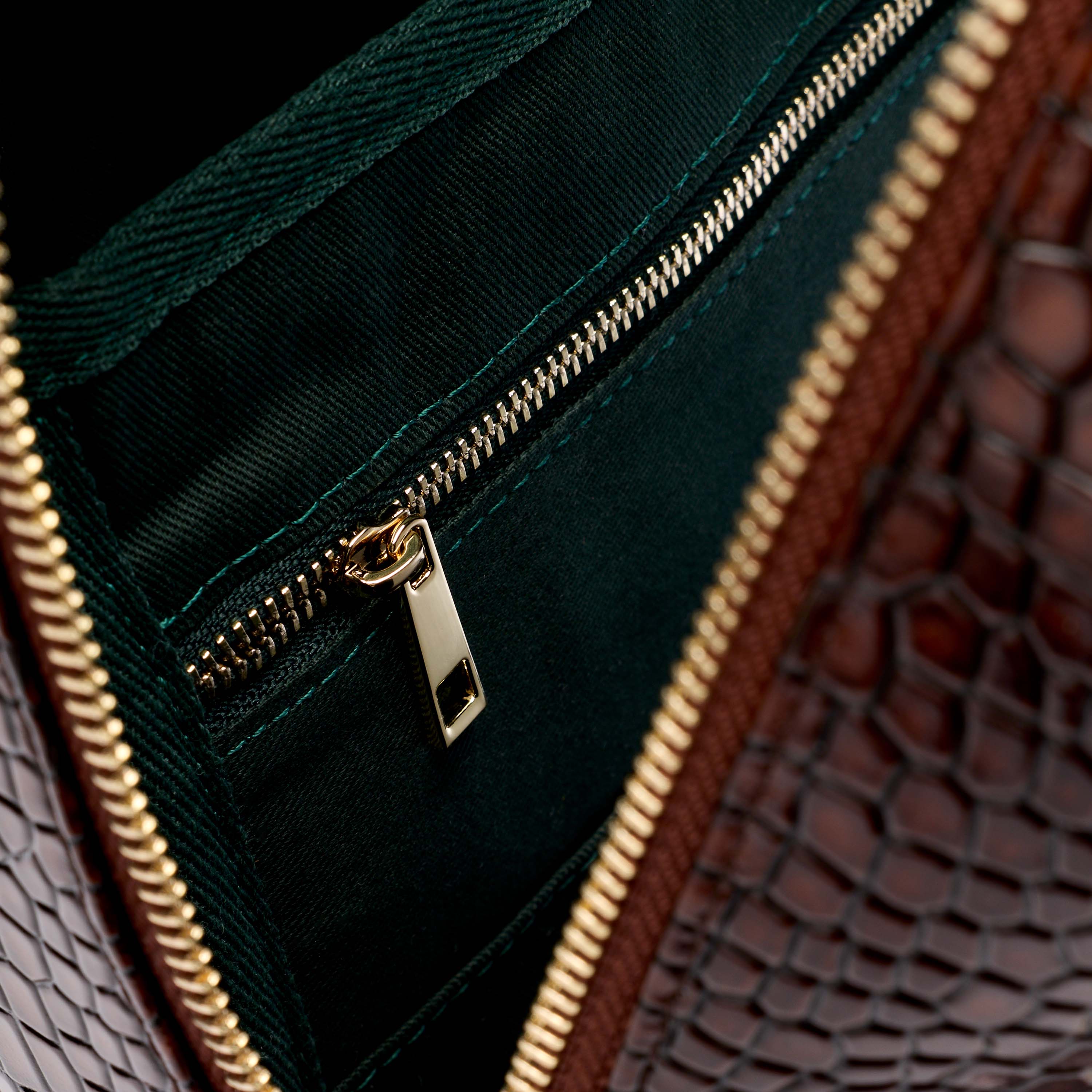 Fulton Brown Crocskin Leather Backpack