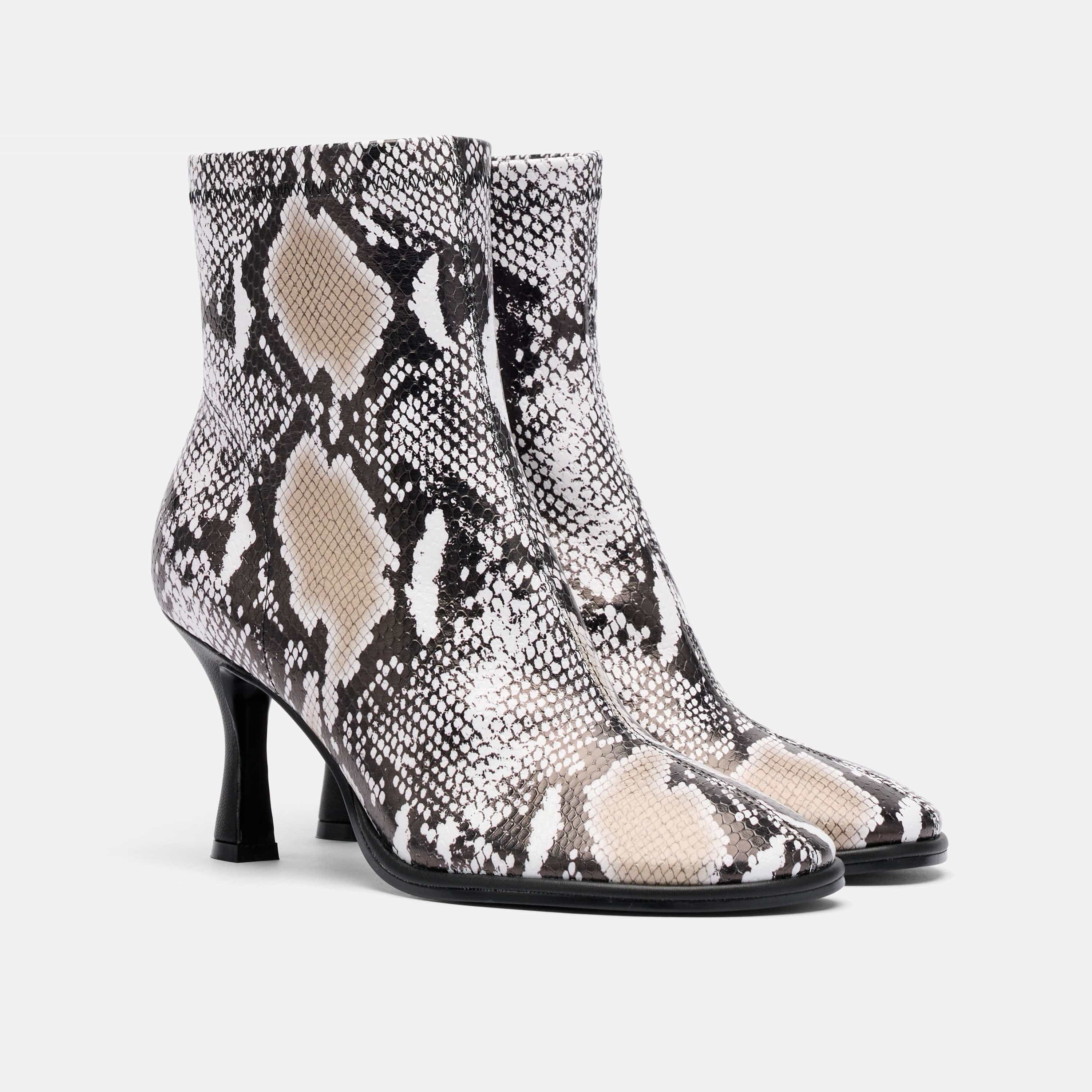 Gloria White Snake Leather Stiletto Ankle Boots