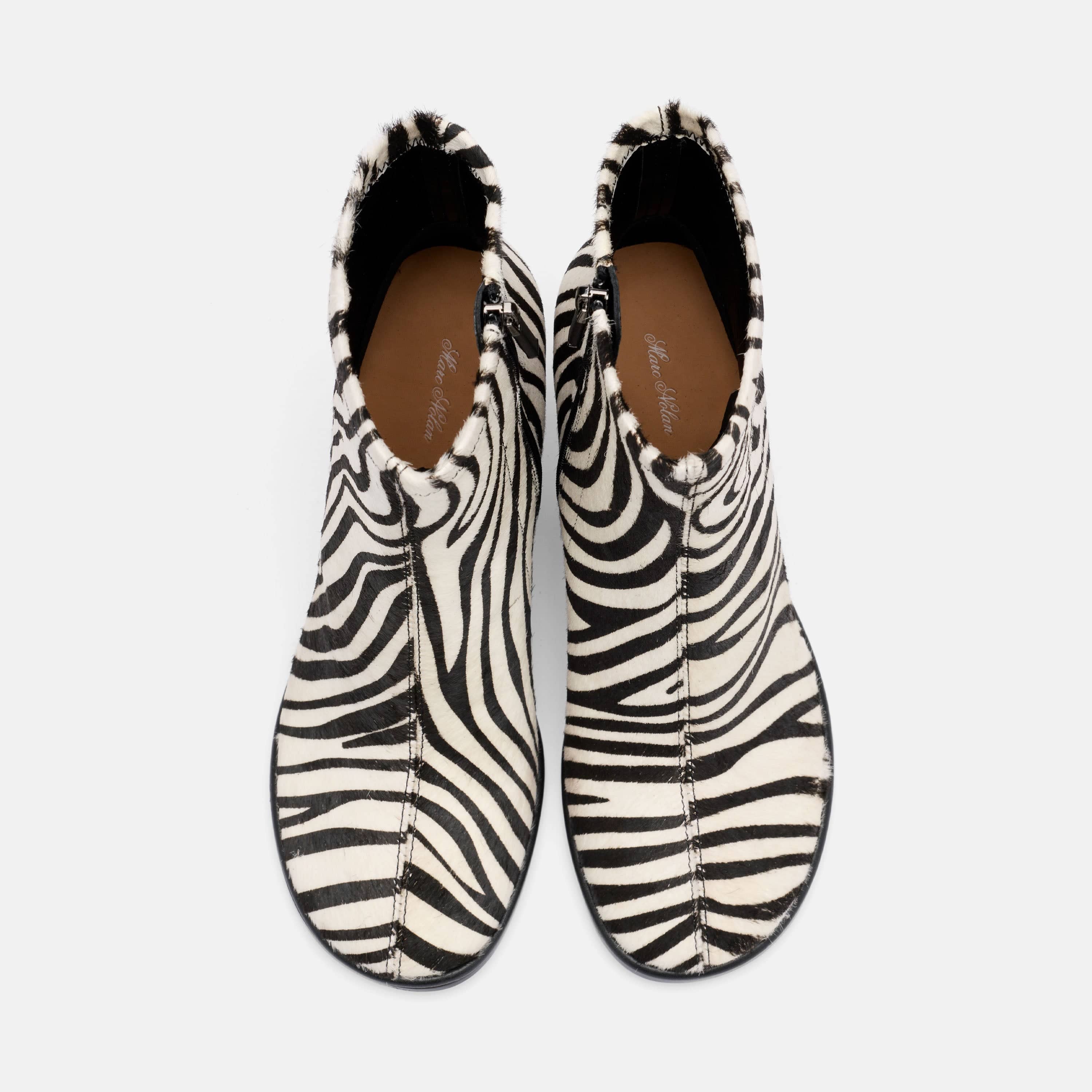 Gloria Zebra Leather Stiletto Ankle Boots