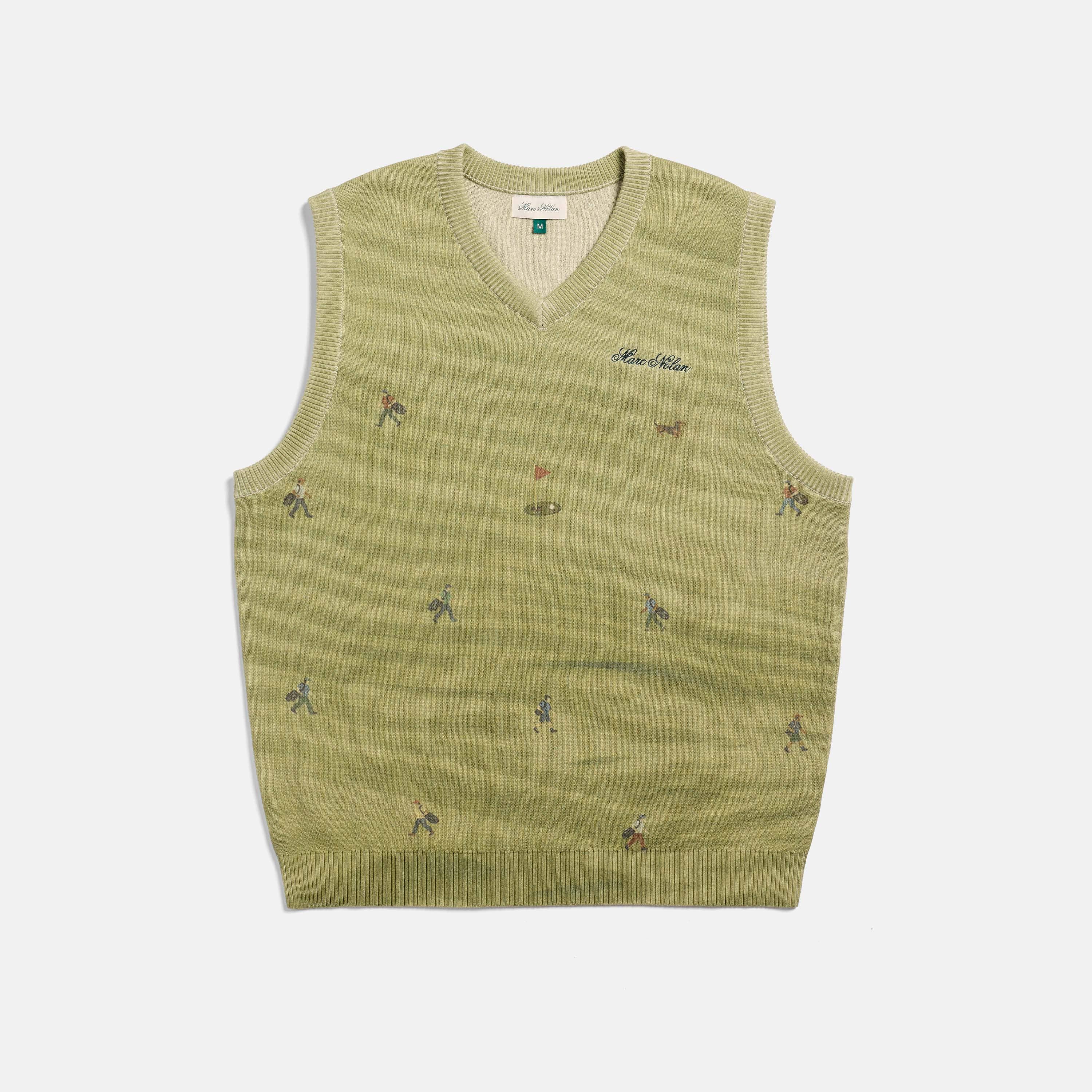 Golf Players Knit Vest - Mossy Green