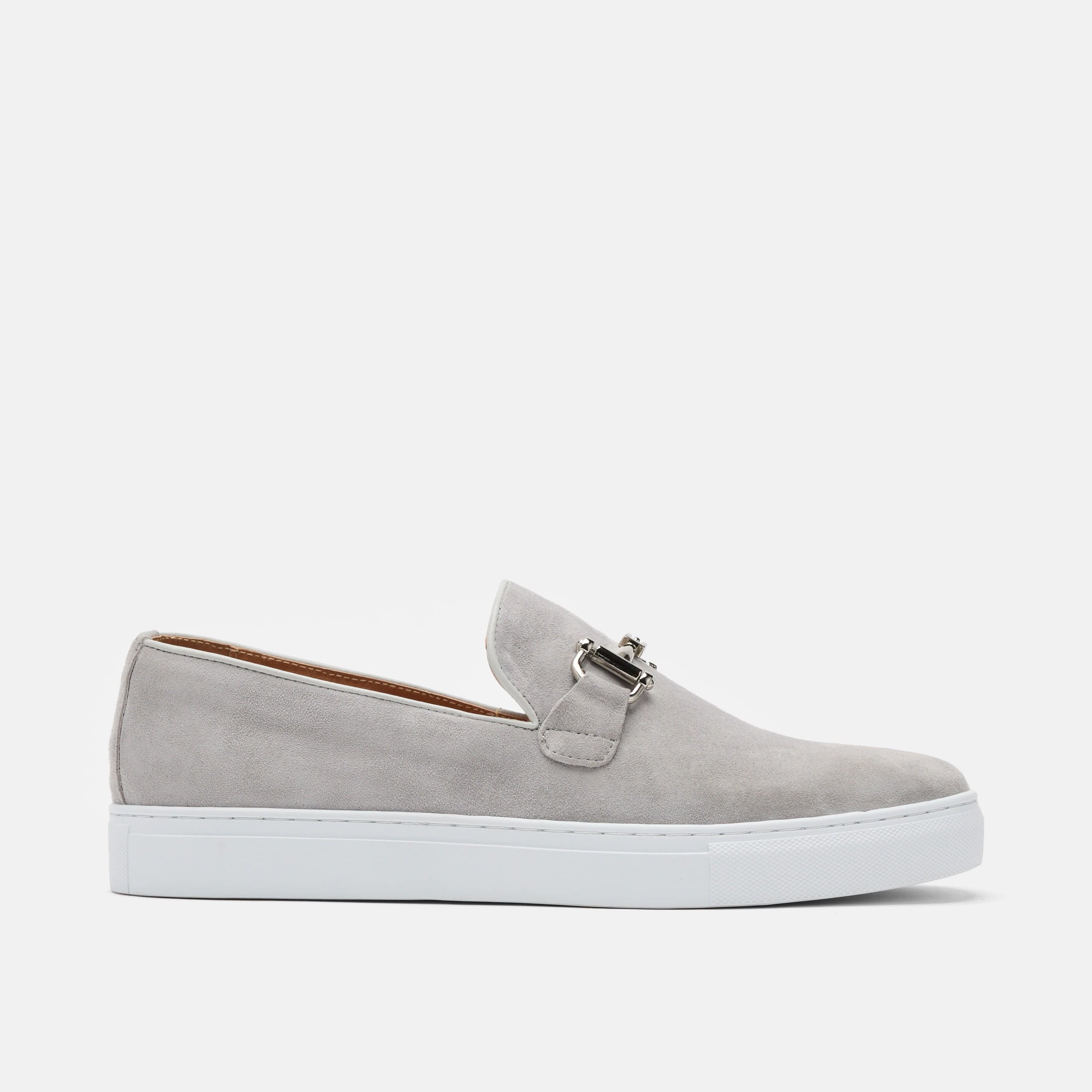 Boardwalk Light Grey Suede Horse-Bit Sneakers