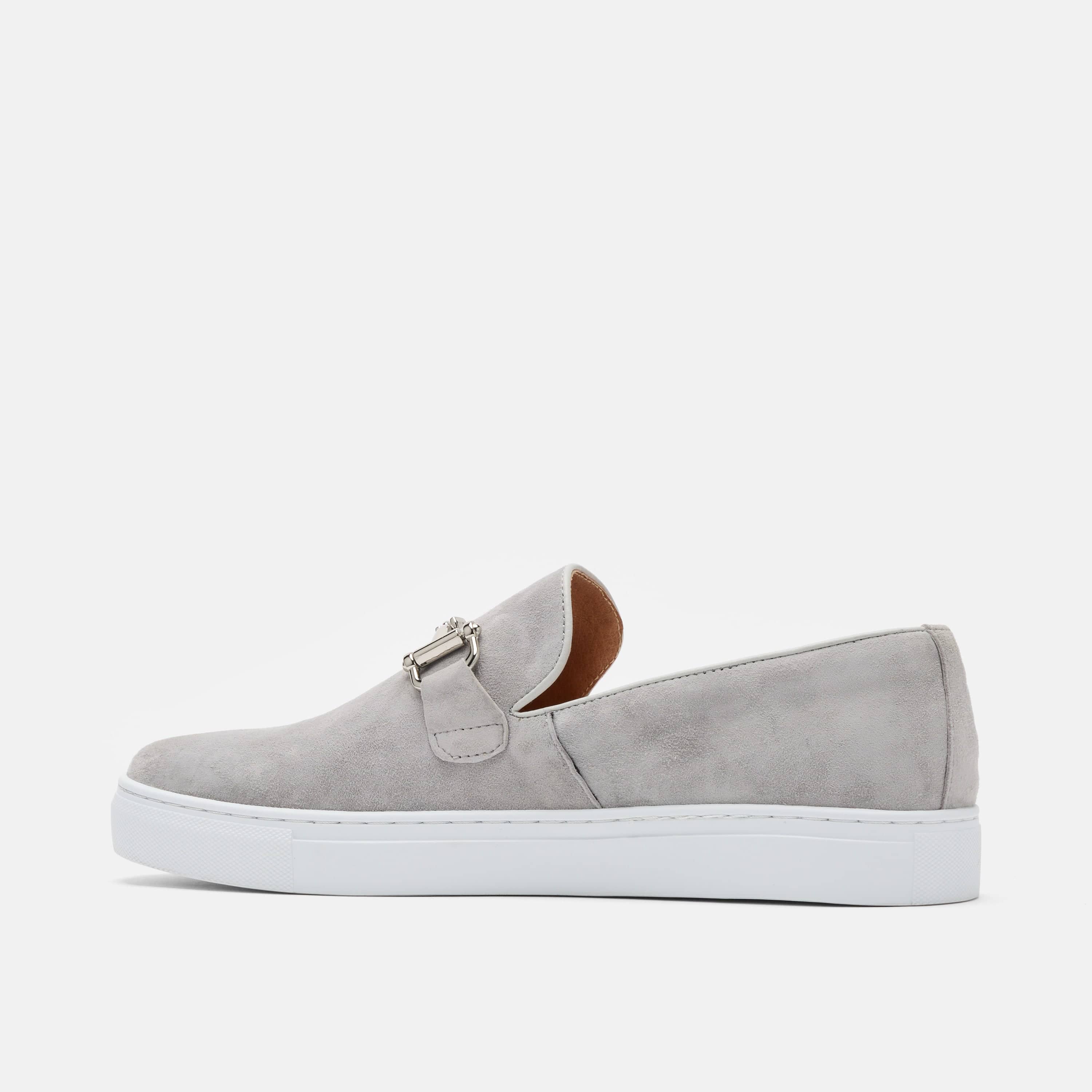 Boardwalk Light Grey Suede Horse-Bit Sneakers