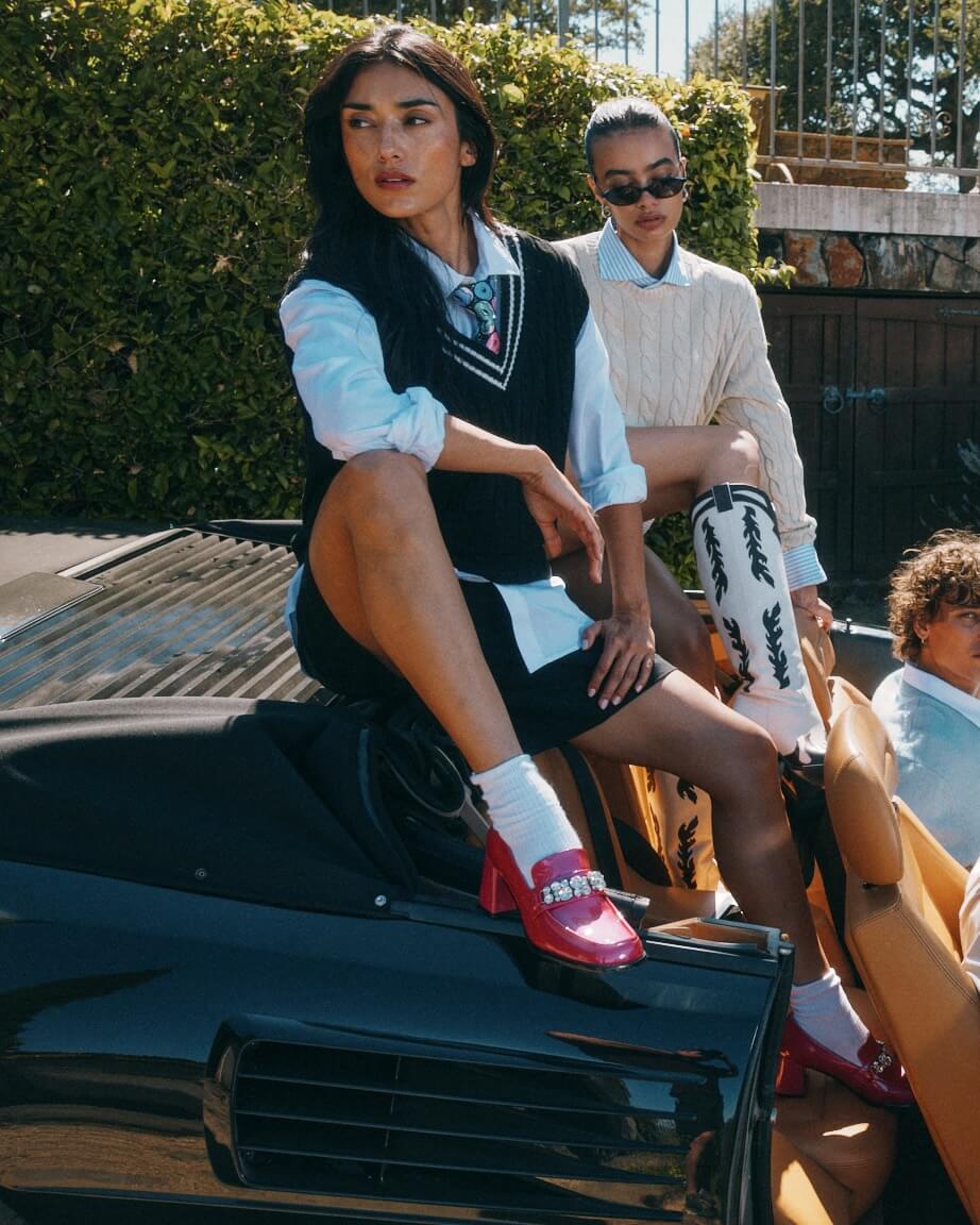 Margot Magenta Patent Leather Penny Loafer Block Pumps
