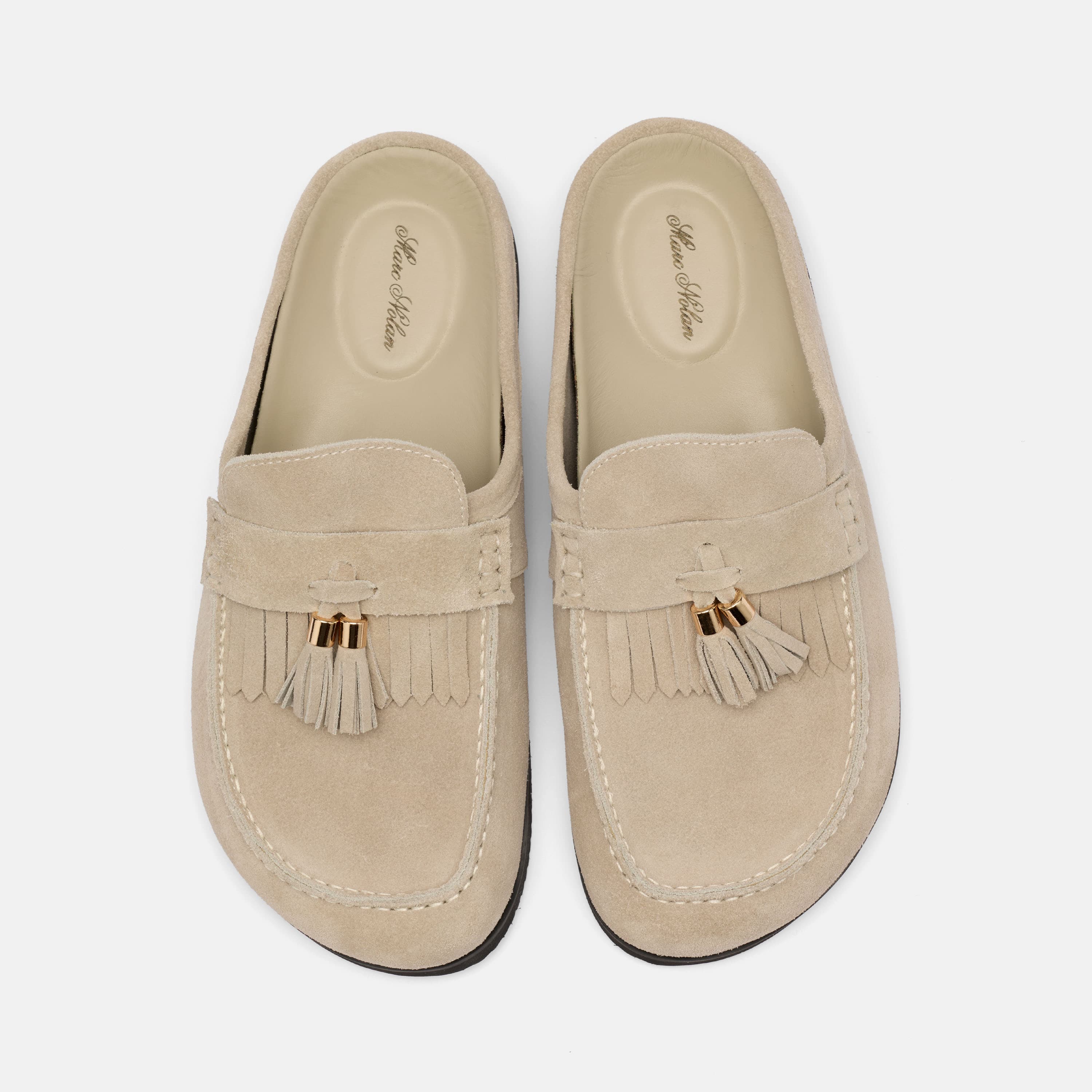 Hampton Stone Suede Tassel Mules