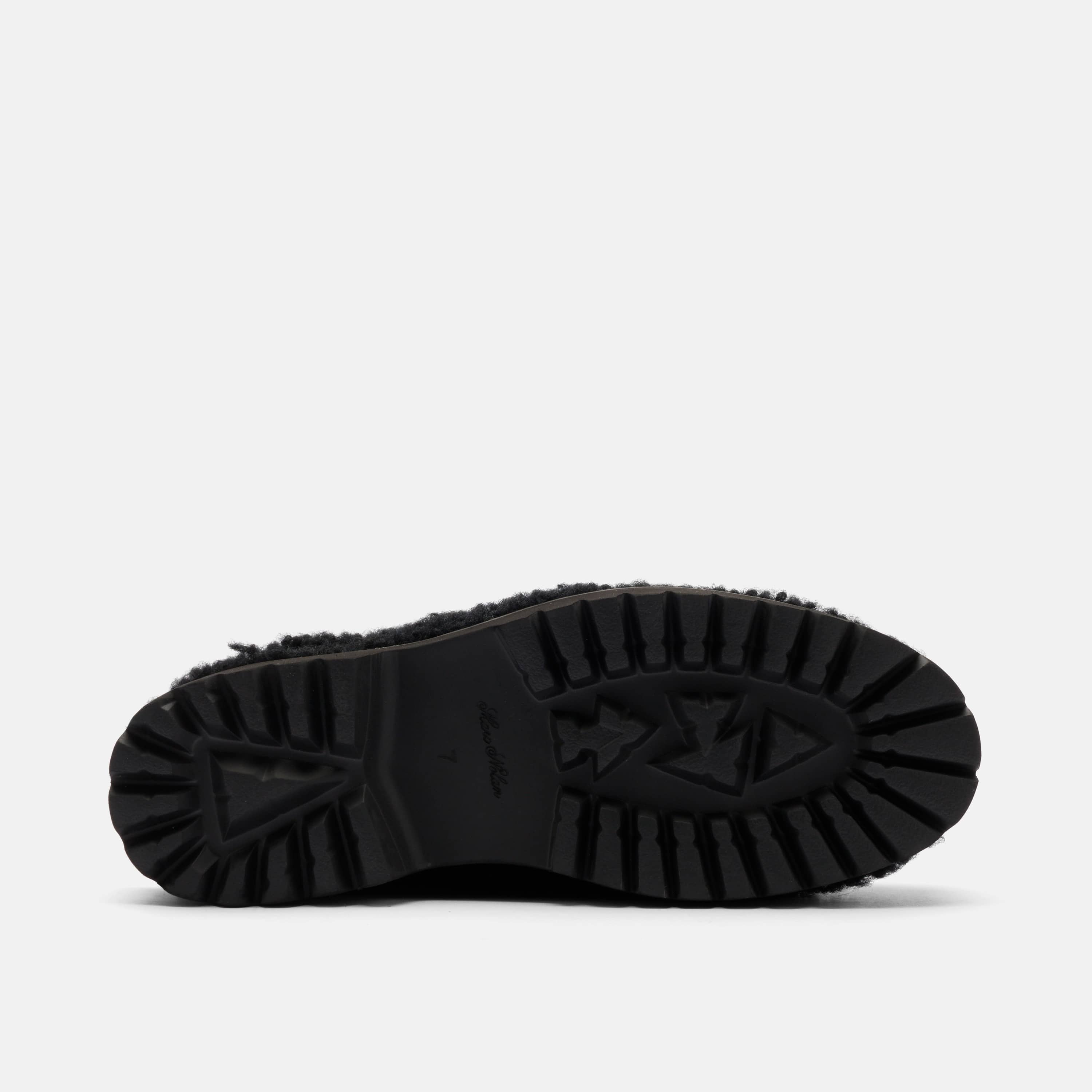 Hollis Black Shearling Tassel Mule