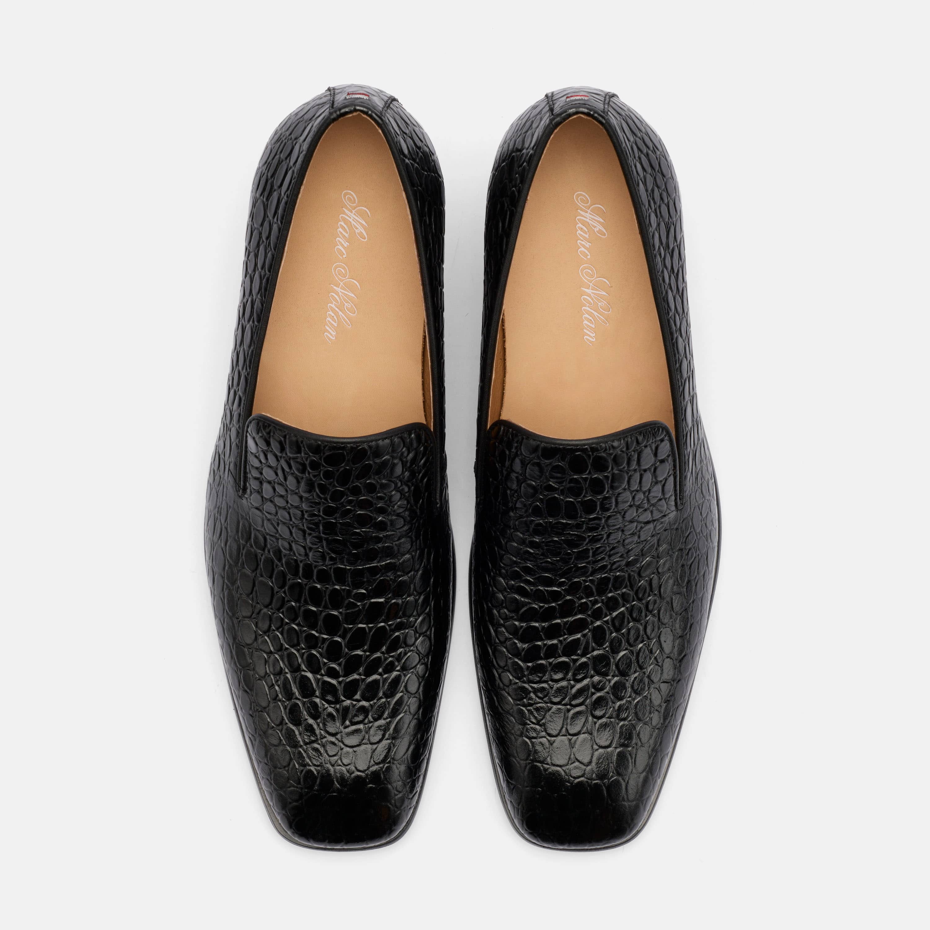 Hugo Black Croc Leather Cuban Heel Loafer