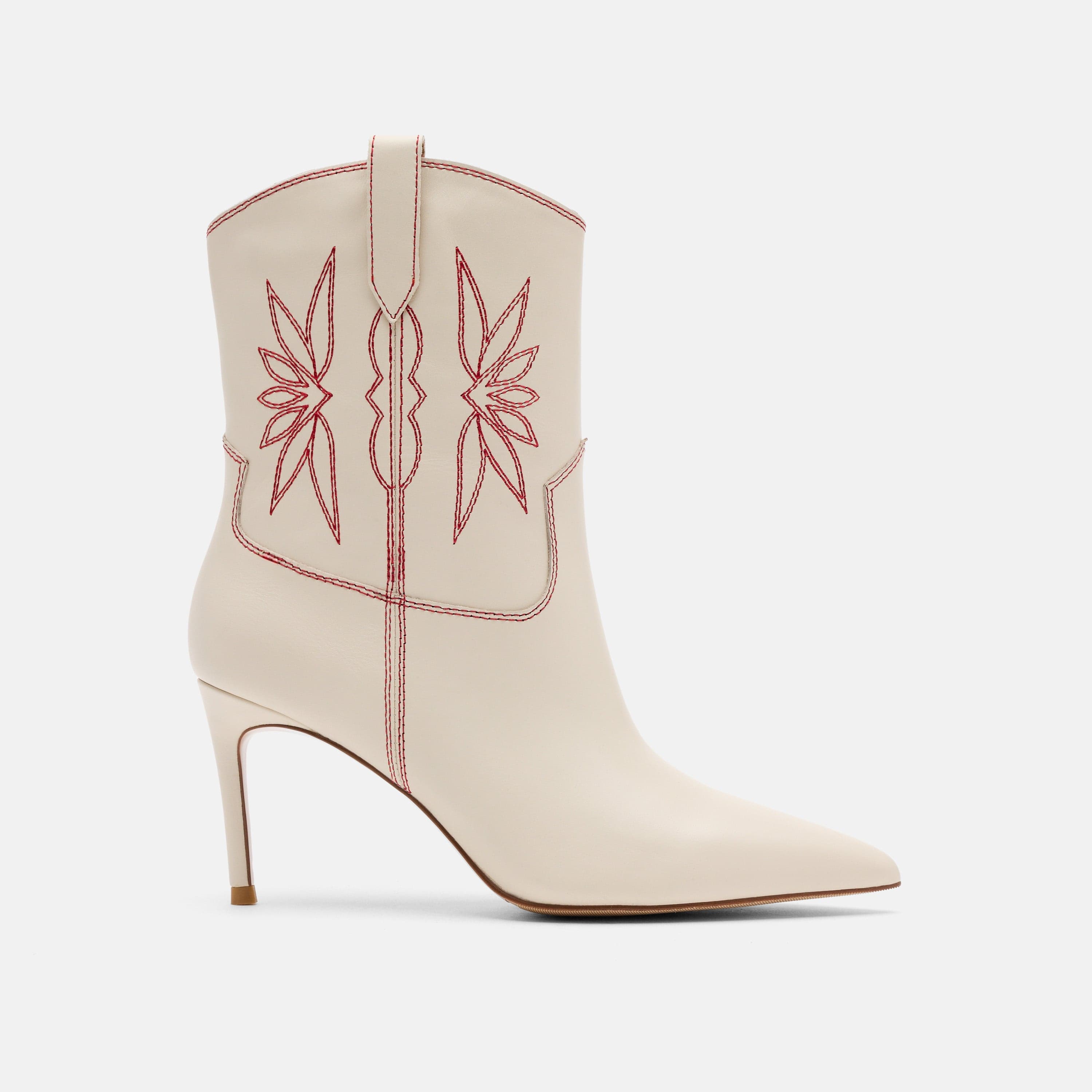Jolene Cream Leather Stiletto Ankle Boots