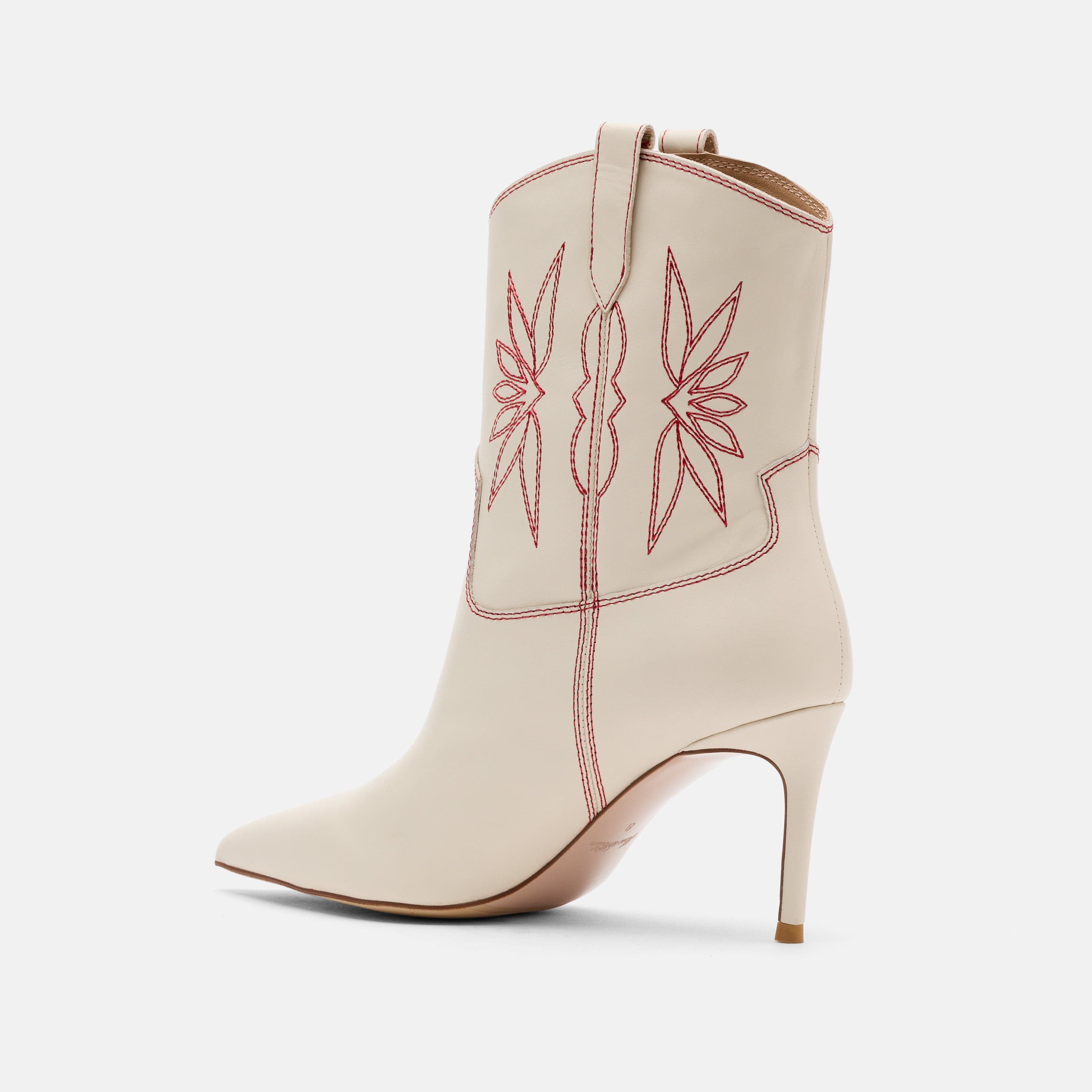 Jolene Cream Leather Stiletto Ankle Boots