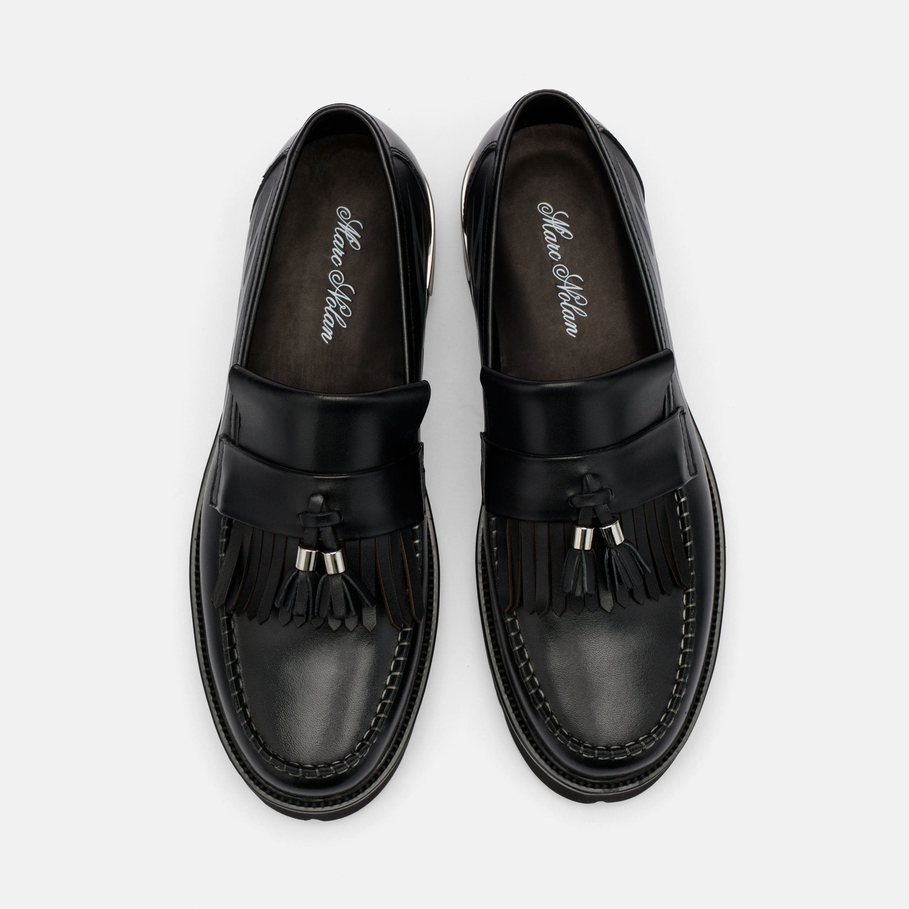 Journey Fuego Noir Leather Lug Tassel Loafer