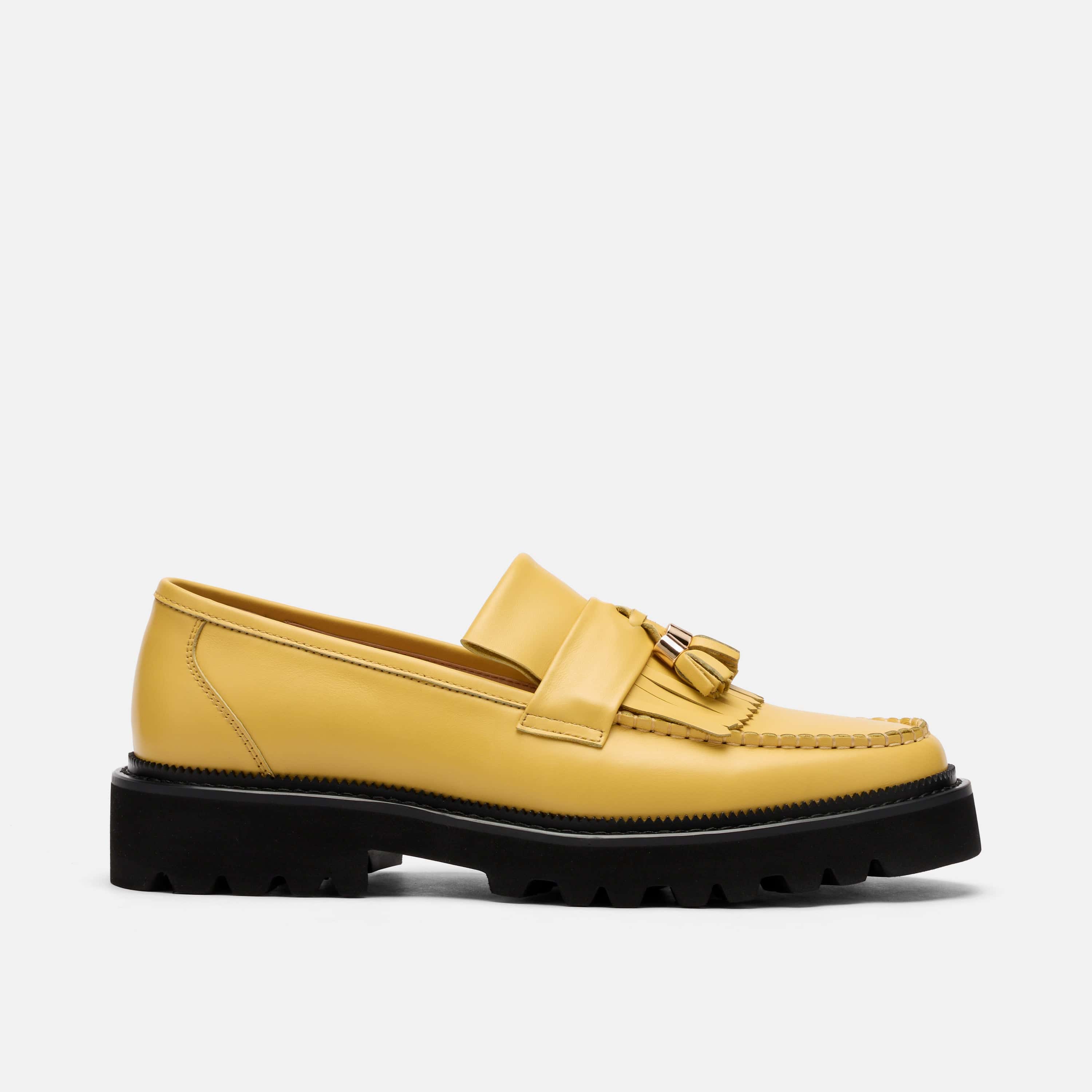 Journey Yellow Leather Lug Tassel Loafer