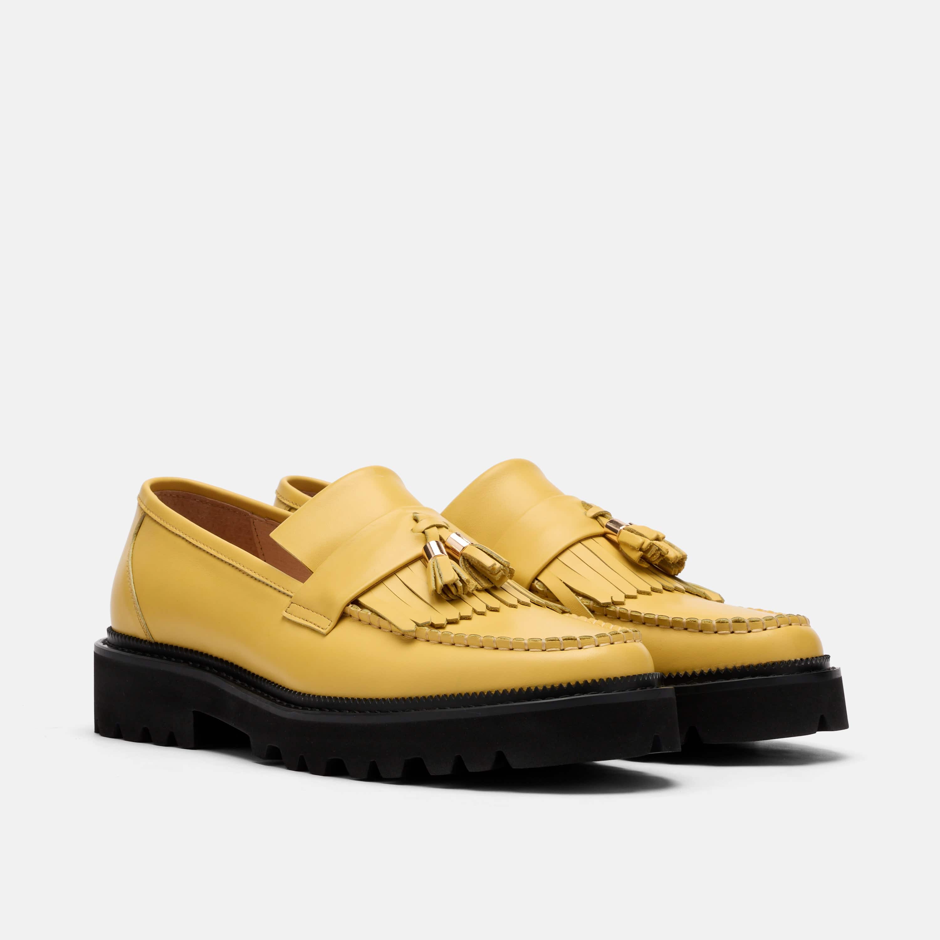 Journey Yellow Leather Lug Tassel Loafer