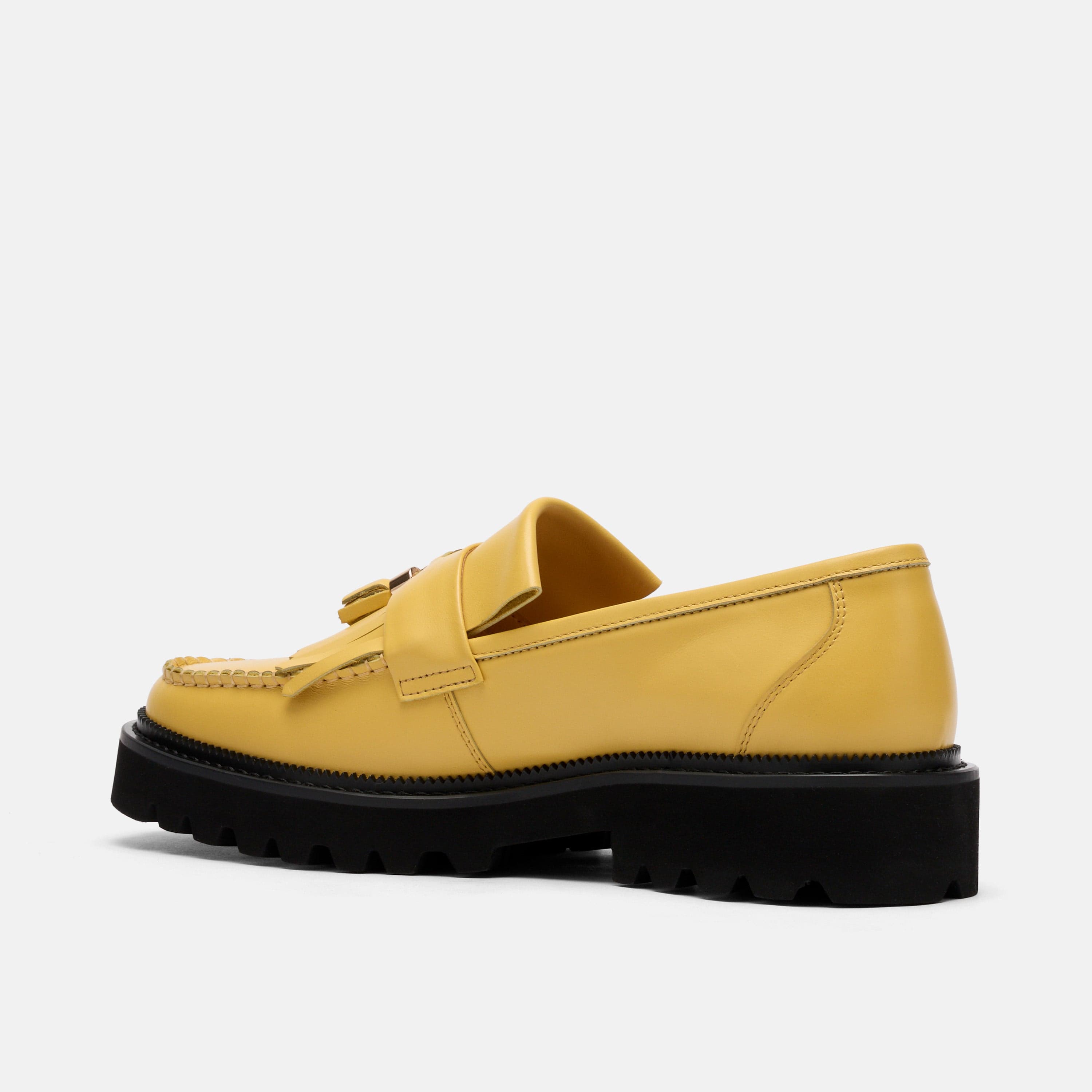 Journey Yellow Leather Lug Tassel Loafer