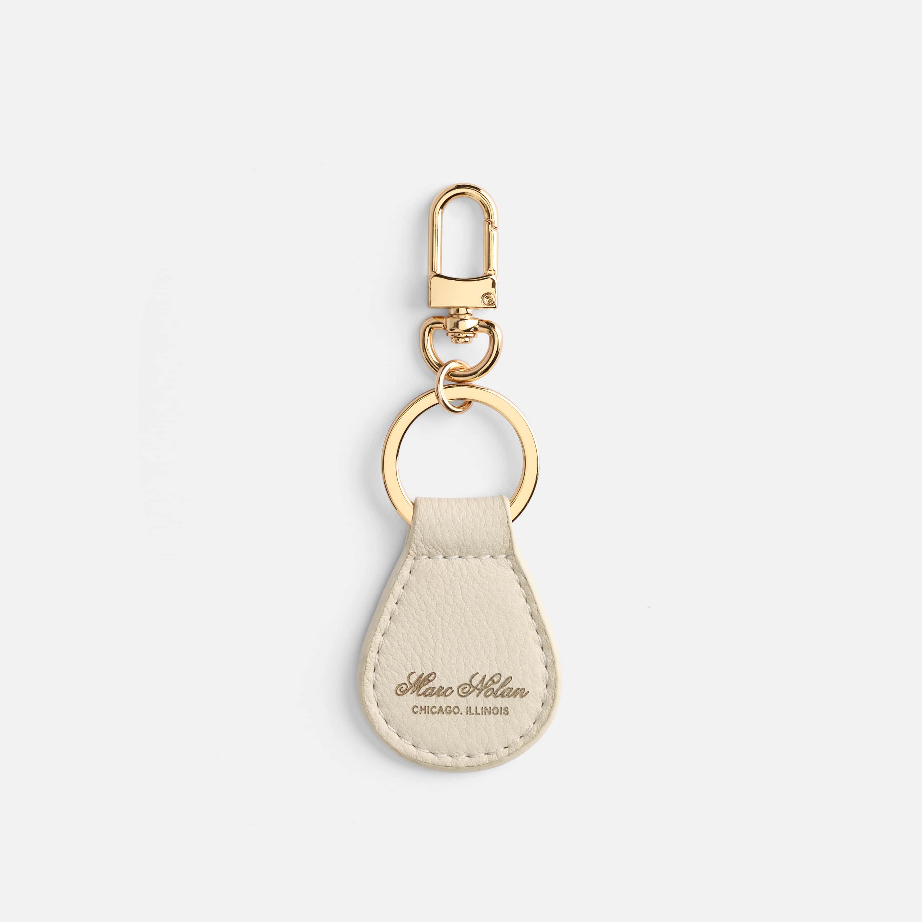 Marc Nolan Leather Keyring - Cream