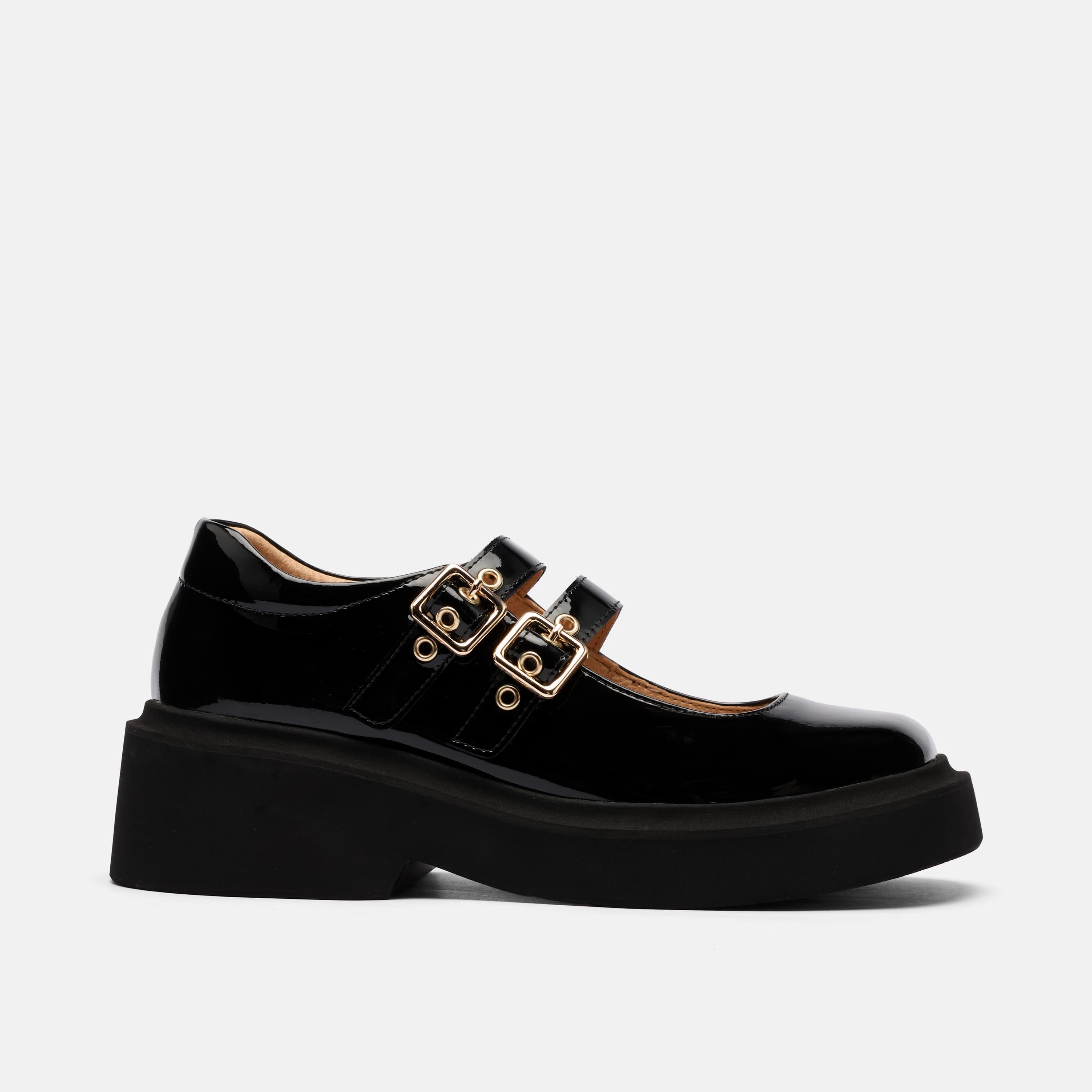 Lena Black Patent Double Buckle Mary Jane