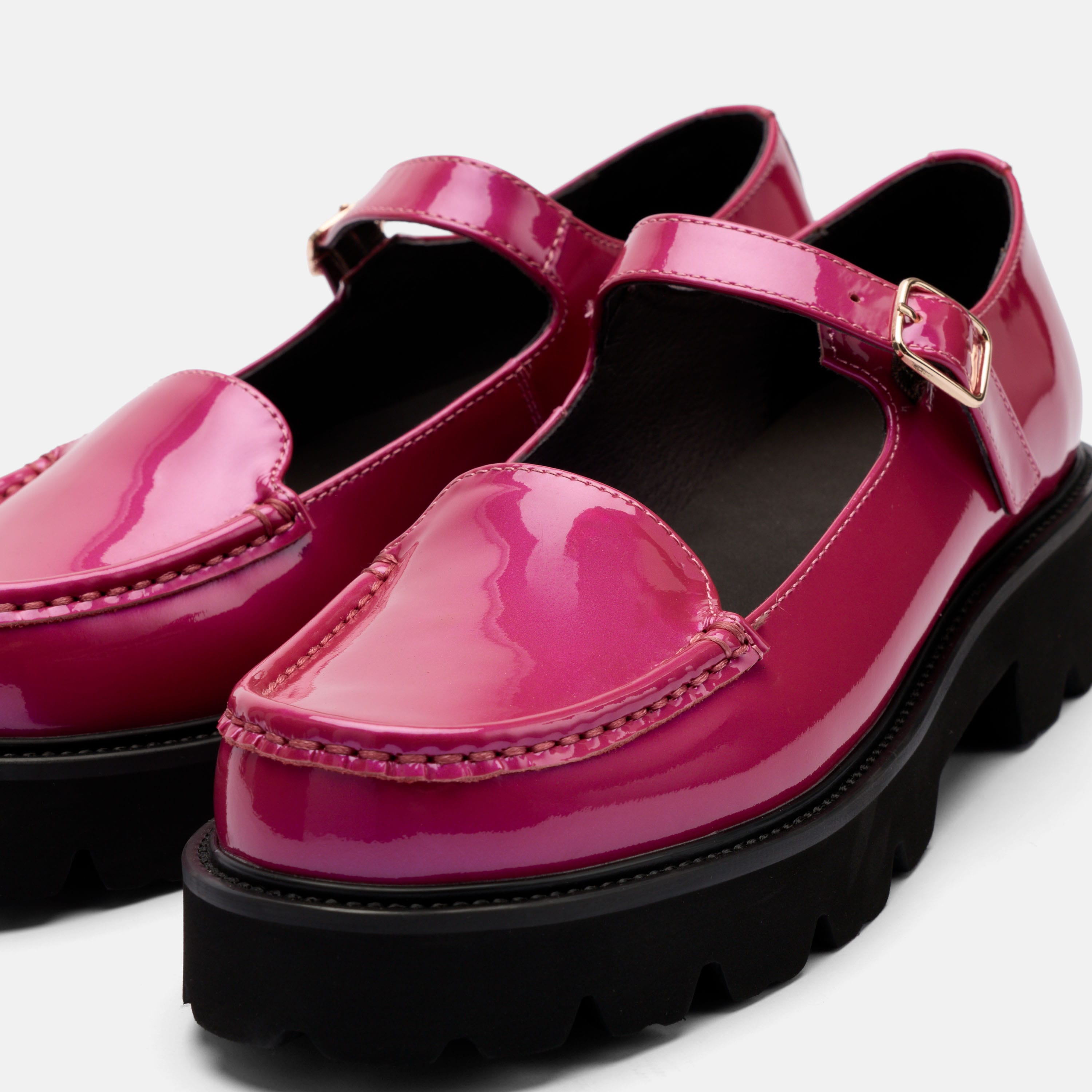 Lennox Magenta Patent Lug Mary Jane Loafer